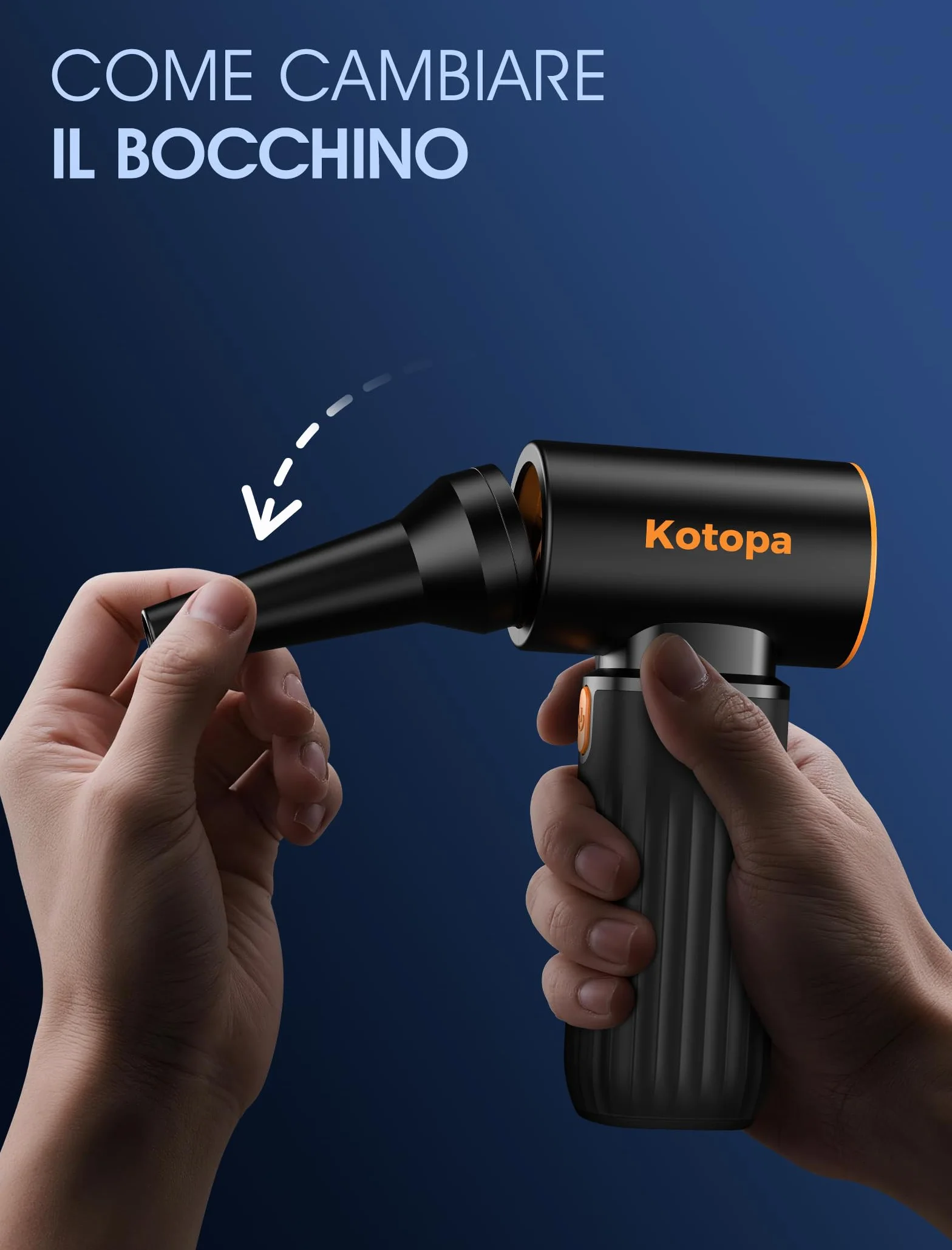 Kotopa Aria Compressa Elettrica, 3 Velocità 200000 RPM, Soffiatore Aria Compressa Dotato di una Batteria da 8000 mAh, Adatto per la Pulizia di Computer, Tastiere, Auto e Uso Esterno (Nero)