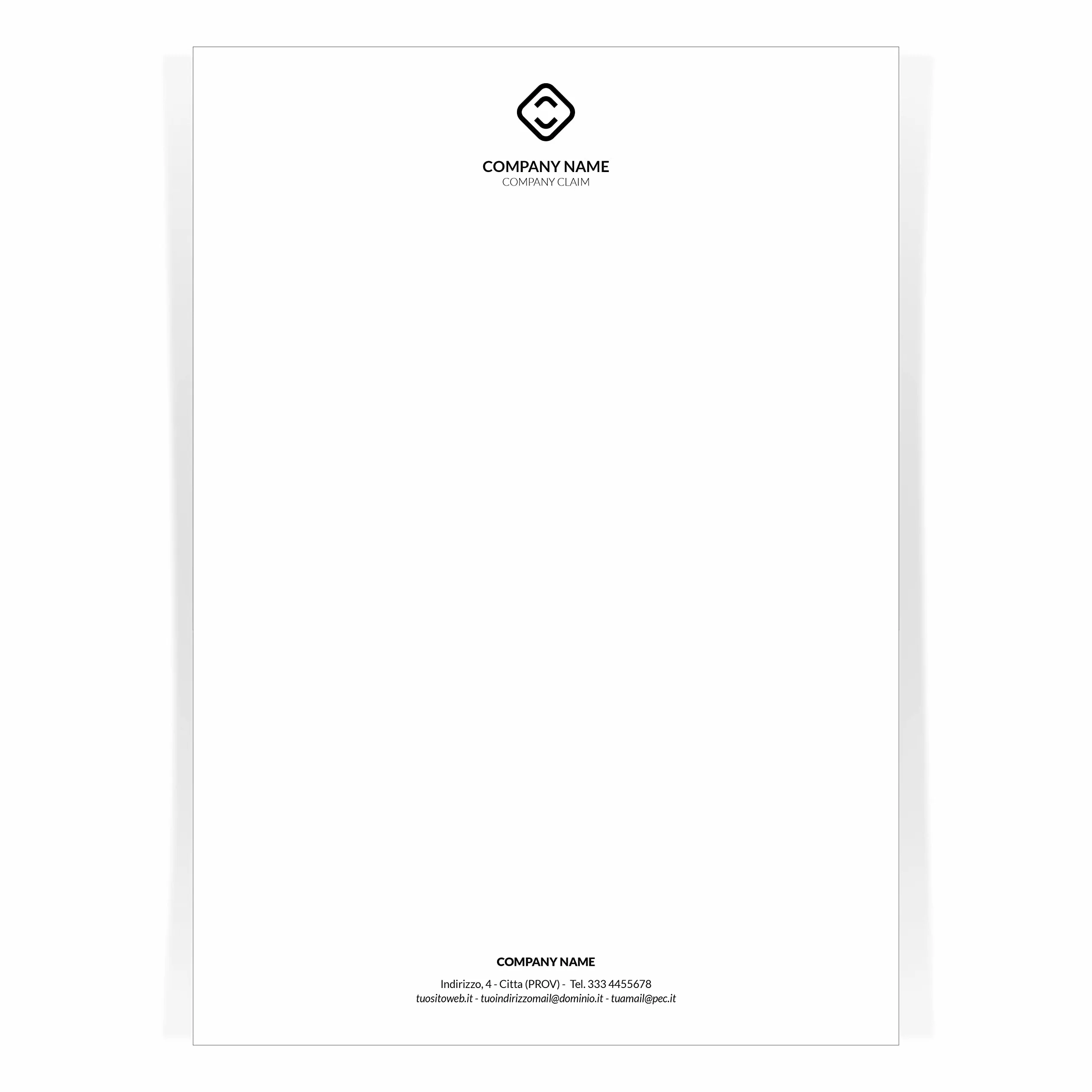 Carta Intestata Personalizzabile Testo Componibile Online Ufficio Ristorazione Dottori Medici Attività Commerciali Colori Testo Nero Blu Rosso Bordeaux (A4 Verticale (210x297mm)) (1000)