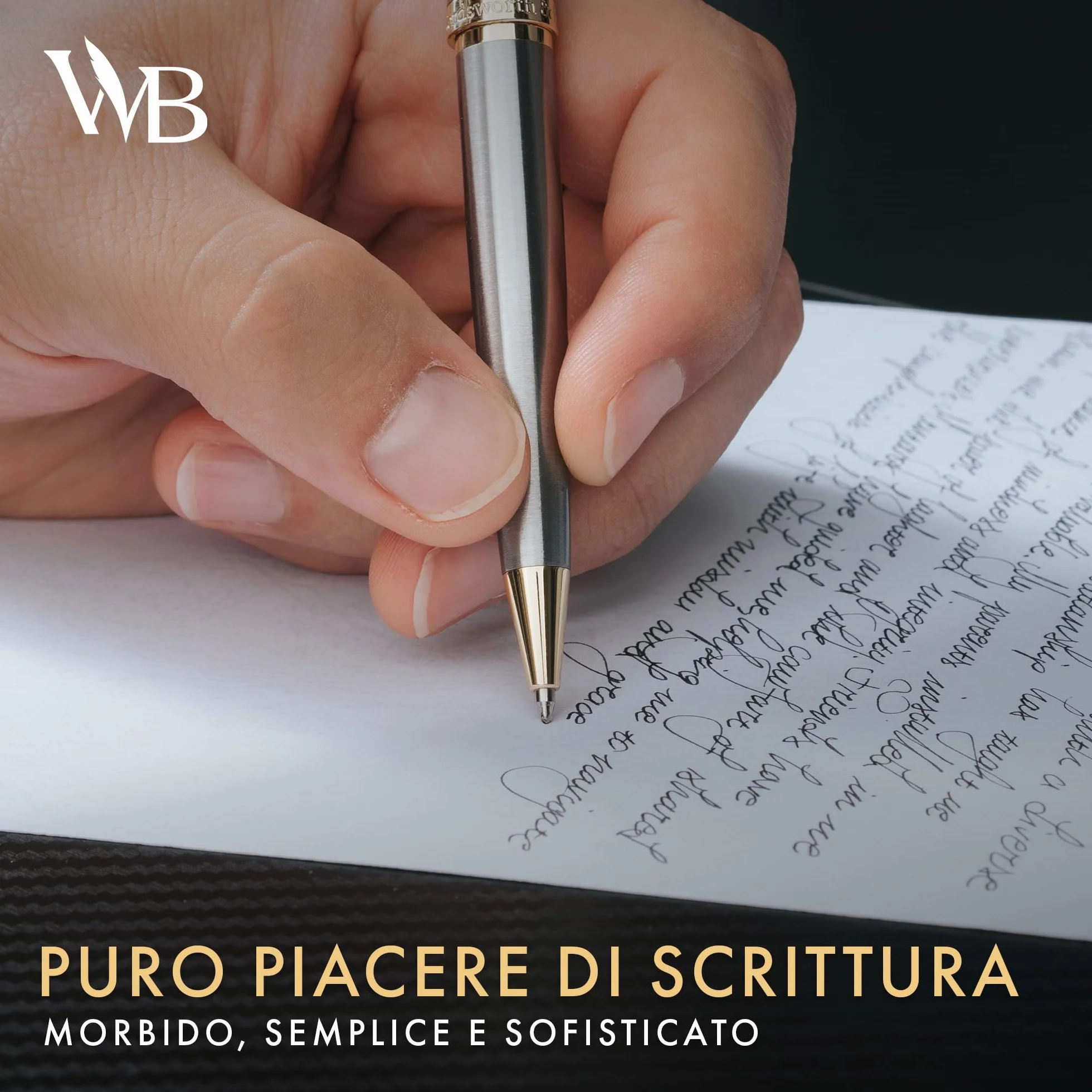 Wordsworth & Black Set di Penne a Sfera di Lusso - Lacca Argento, Finitura Oro 24K, Punta Fine Ricaricabile, Regalo per Uomini & Donne, Ricarica di Inchiostro, Belle Penne per il Lavoro