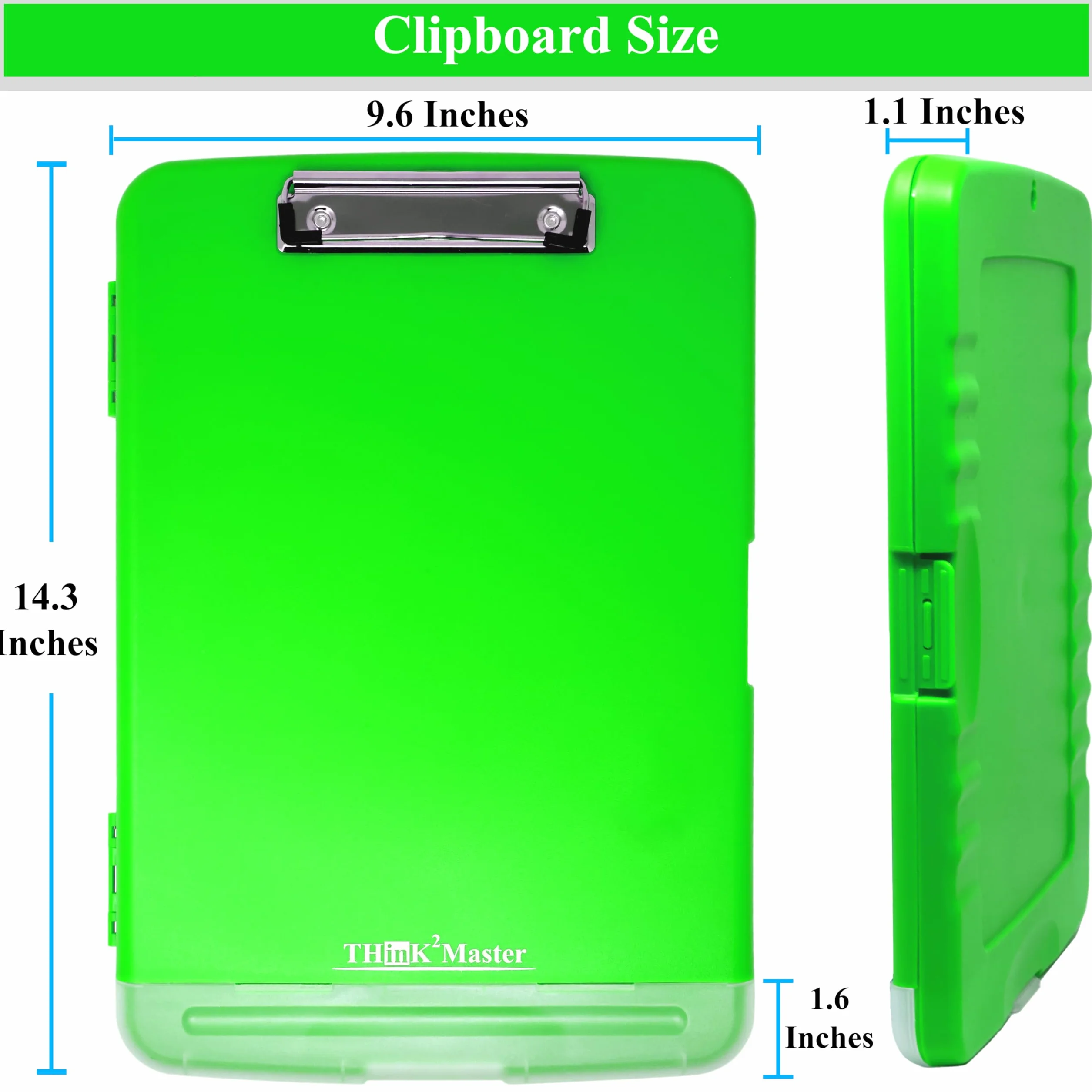 Think2Master Portablocco in plastica verde con portapenne. | 25% più pesante e 25% più robusto, resistente, indispensabile per infermieri, insegnanti e aule.
