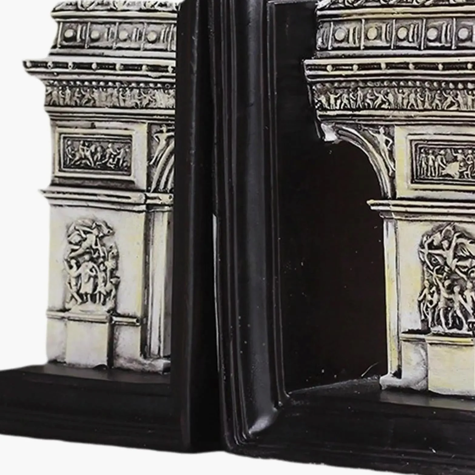 Fermalibri in resina Arch of Triumph da 2 pezzi, fermalibri antiscivolo for libri di cucina, librerie, scrivania per organizzare i libri