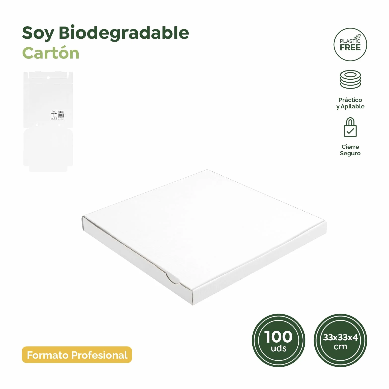 Horeca Collection Scatola per pizza in cartone bianco 32 x 32 x 3,8 cm 100 pezzi