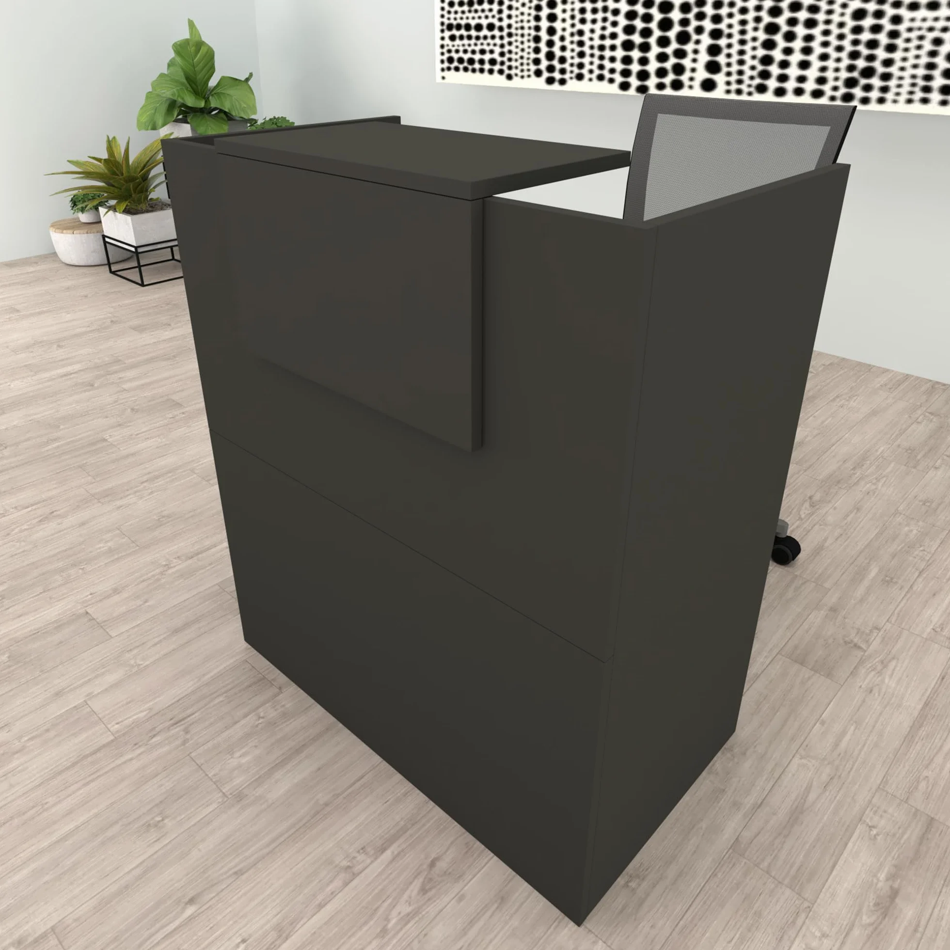 Henor Bancone Reception Oja. 100 x 50 x 107 cm. Legno Con tavolo interno. Ideale per ufficio, reception, attenzione, commercio. Grafite Opaco
