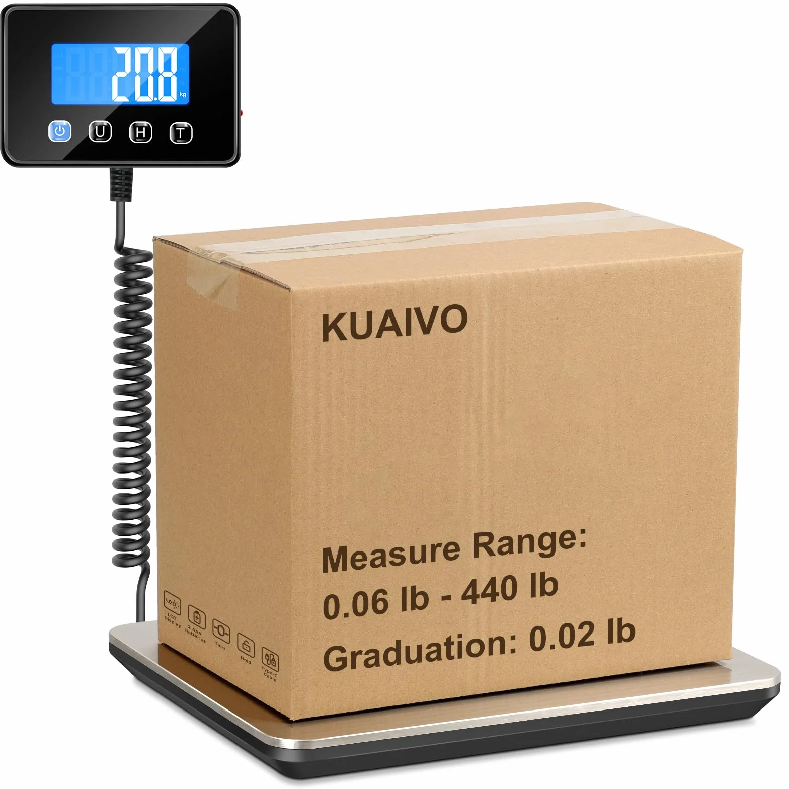 Bilancia Pesa Pacchi 200kg x 10g Alta Precisione Professionale LCD Hold Tara Acciaio Inossidabile