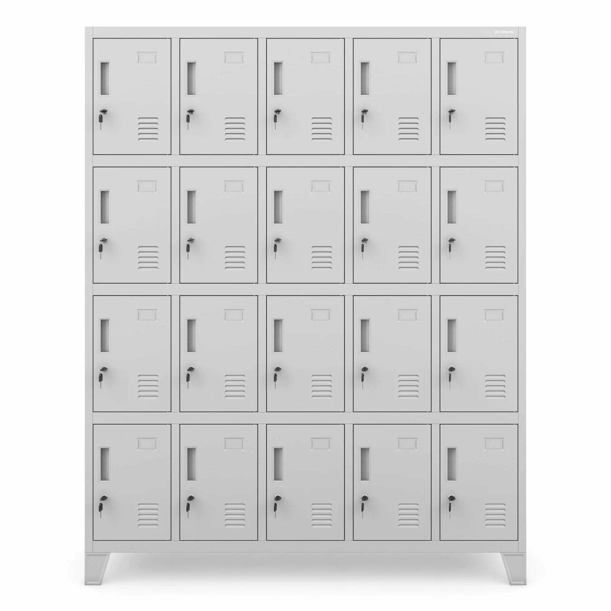 Jan Nowak Domator Armadietto spogliatoio Armadio metallico con 20 Scomparti Fessure di ventilazione Rivestimento in polvere 172 cm x 136 cm x 45 cm (Grigio)