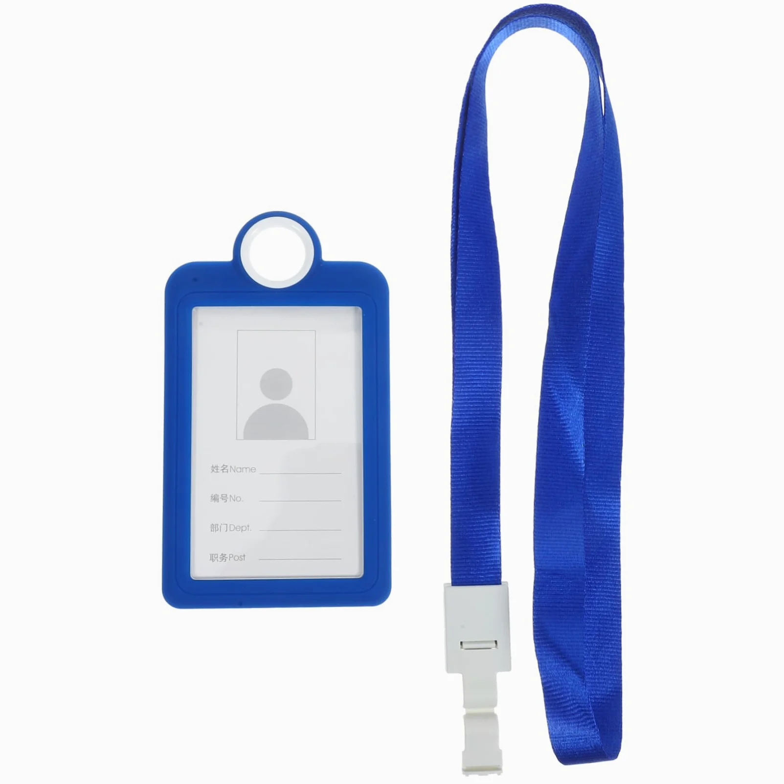 Housoutil 5 Pezzi Badge in Silicone Morbido con Cordino Id Custodia Durevole per Carte Scuola e Ufficio Blu