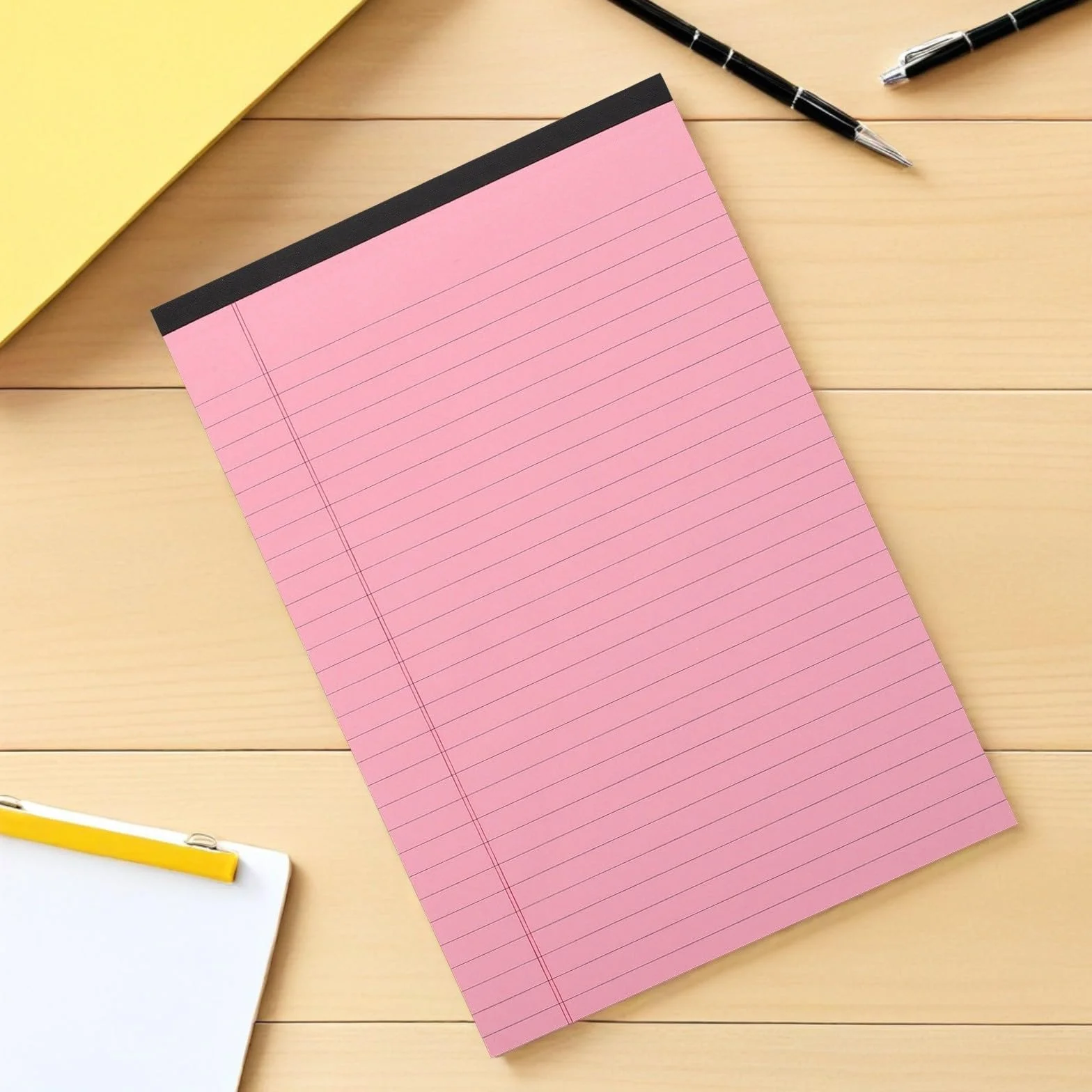 OSALADI Blocco Note A4 Rosa Strappabile 4 Pezzi, Quaderno Orizzontale a Righe Divisori, Carta Adesiva per Lavoro, Studio e Organizzazione Ufficio
