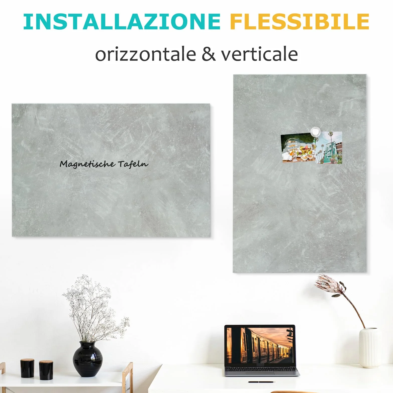 DOLLAR BOSS Lavagna magnetica, lavagna magnetica 50 x 70 cm per la parete, Memoboard lavagna magnetica stampata con 6 magneti, 2 penne