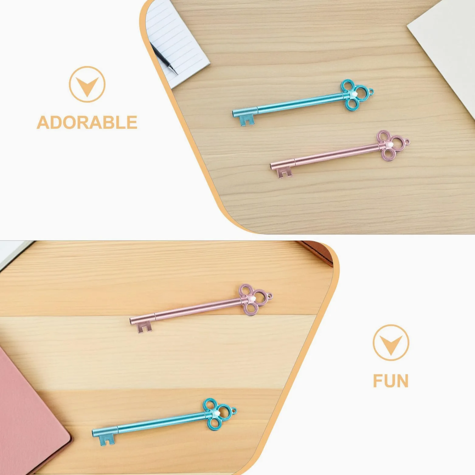 SHERCHPRY 40 Pezzi 40 Penne Gel a Sfera a Forma di Chiave da 0,5 Mm, Set da 40 Pezzi Blu e Rosa, Penne Gel per Scrivere e Progetti Artistici, Accessori da Ufficio e Regalo per Studenti e