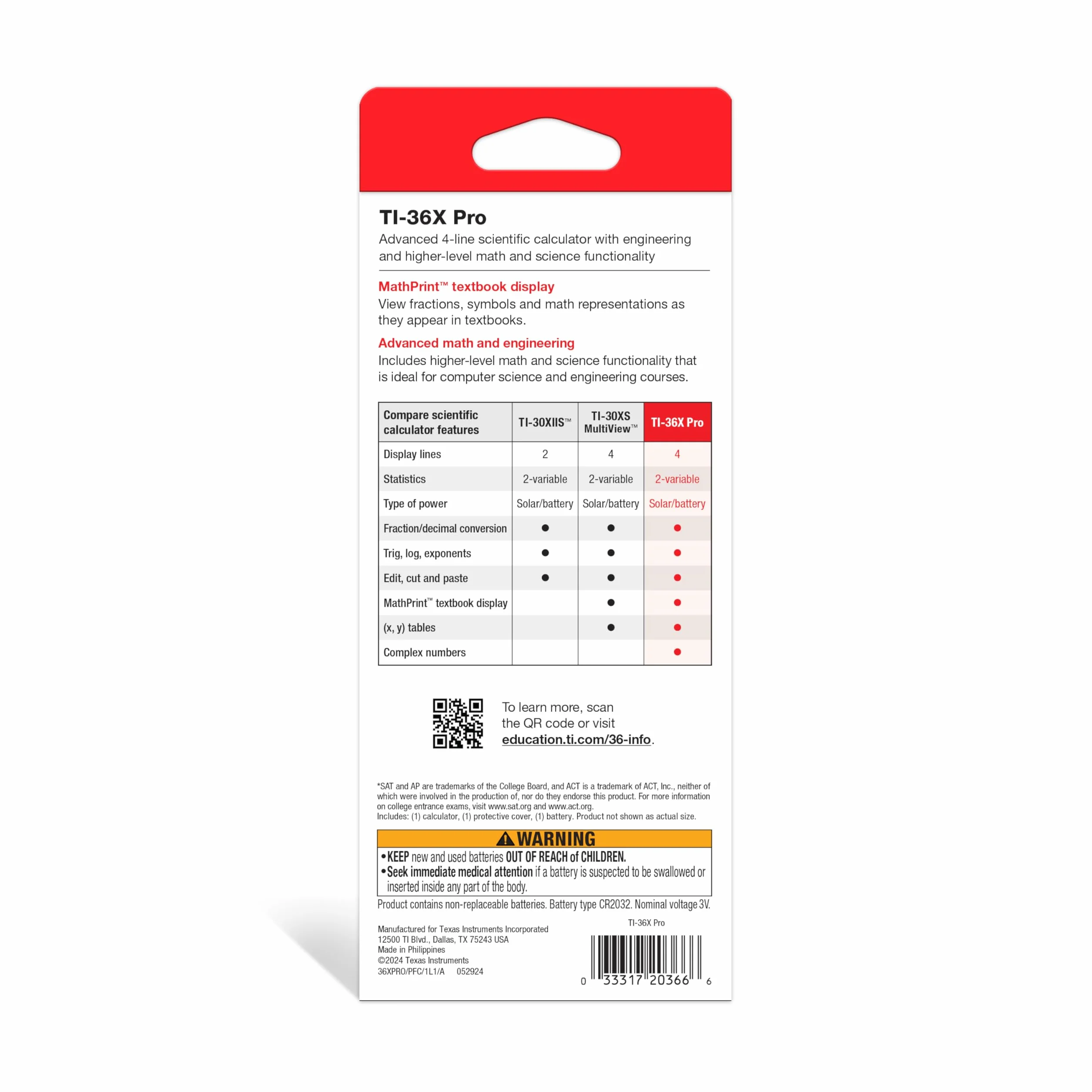 Texas Instruments TI 36 X PRO Calcolatrice