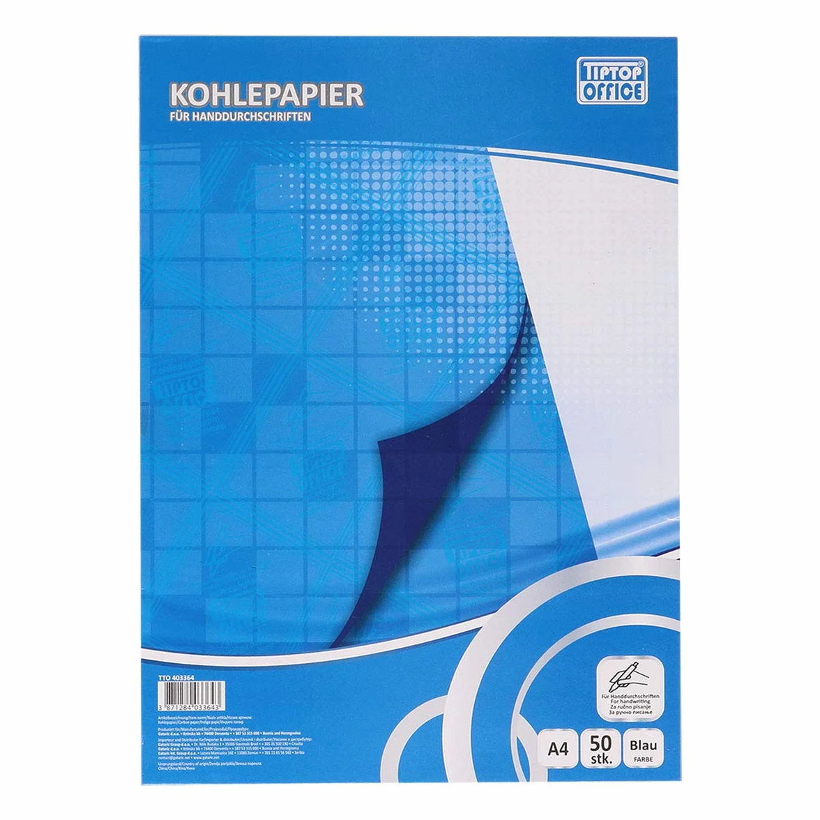 TIPTOP OFFICE Carta carbone blu 50 pezzi per scrittura a mano