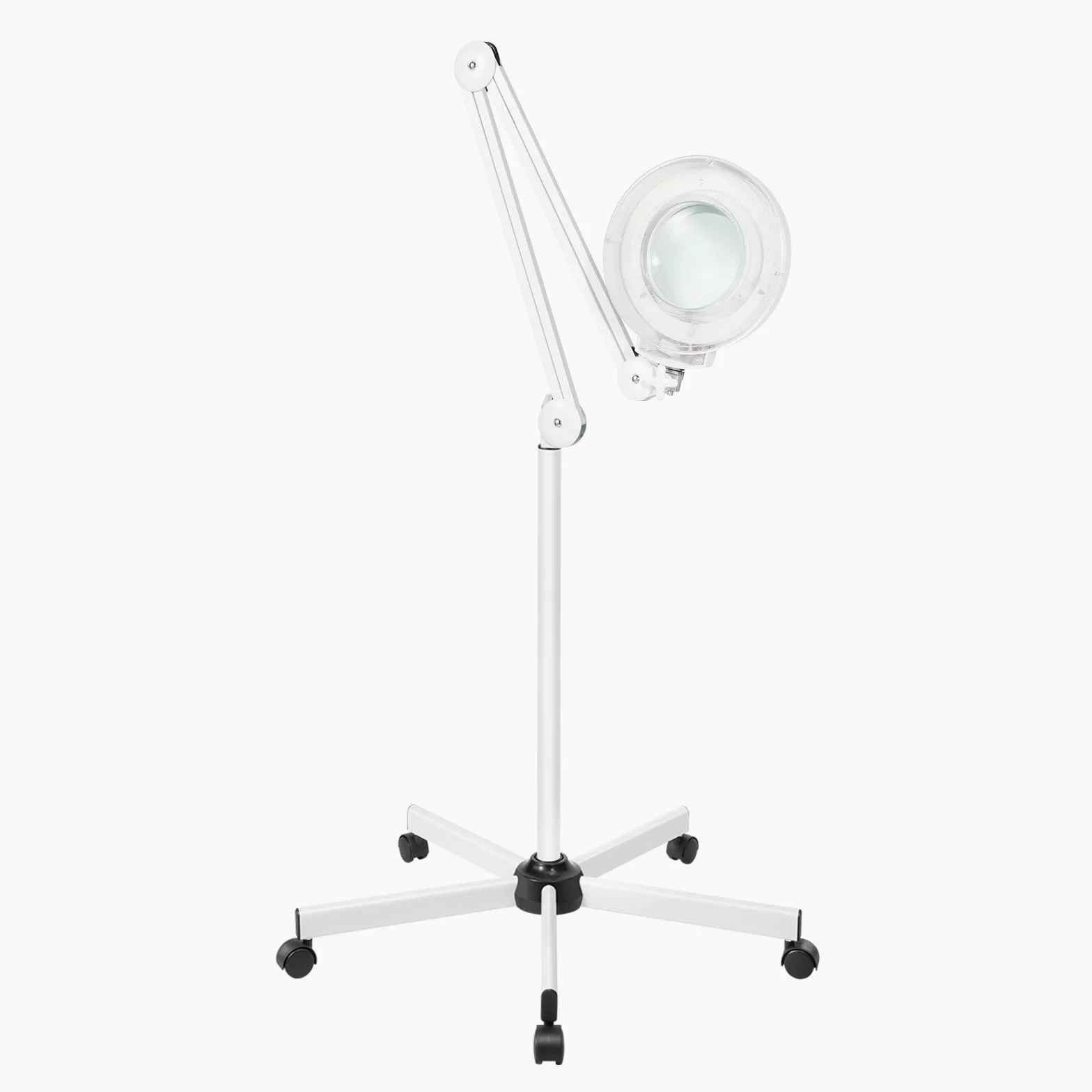 Lampada a LED con ingrandimento 8x, lente d'ingrandimento da 24 W, con ruote e braccio girevole, lampada di ingrandimento con 120 LED, per cosmetici, saloni di unghie, artigianato, elettronica e