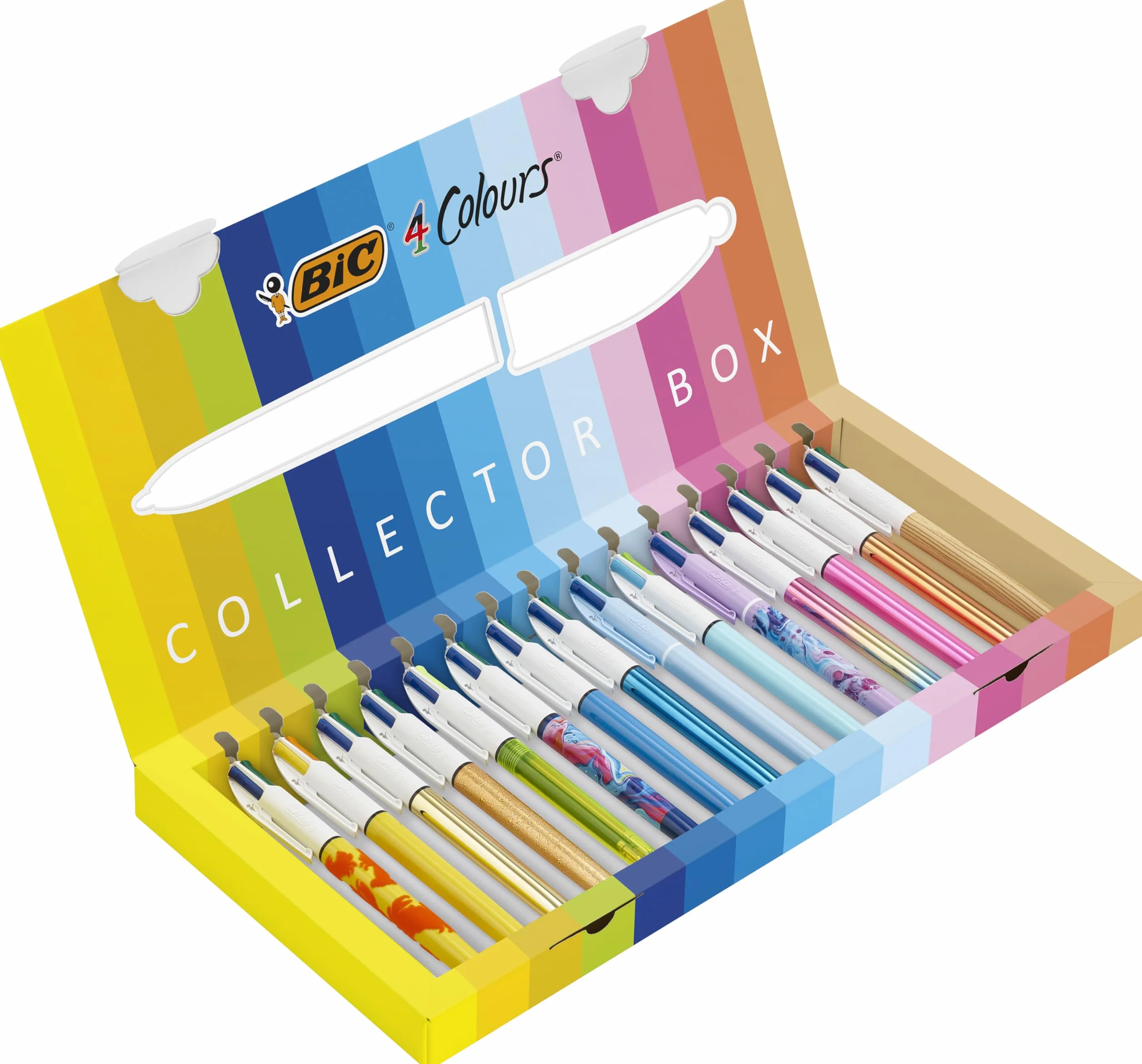 Collezione Speciale BIC 4 Colours di 15 Penne a Sfera Punta Media (1,00 mm) e Punta Larga (1,6 mm) - Inchiostro di Colori Assortiti, Confezione da 15