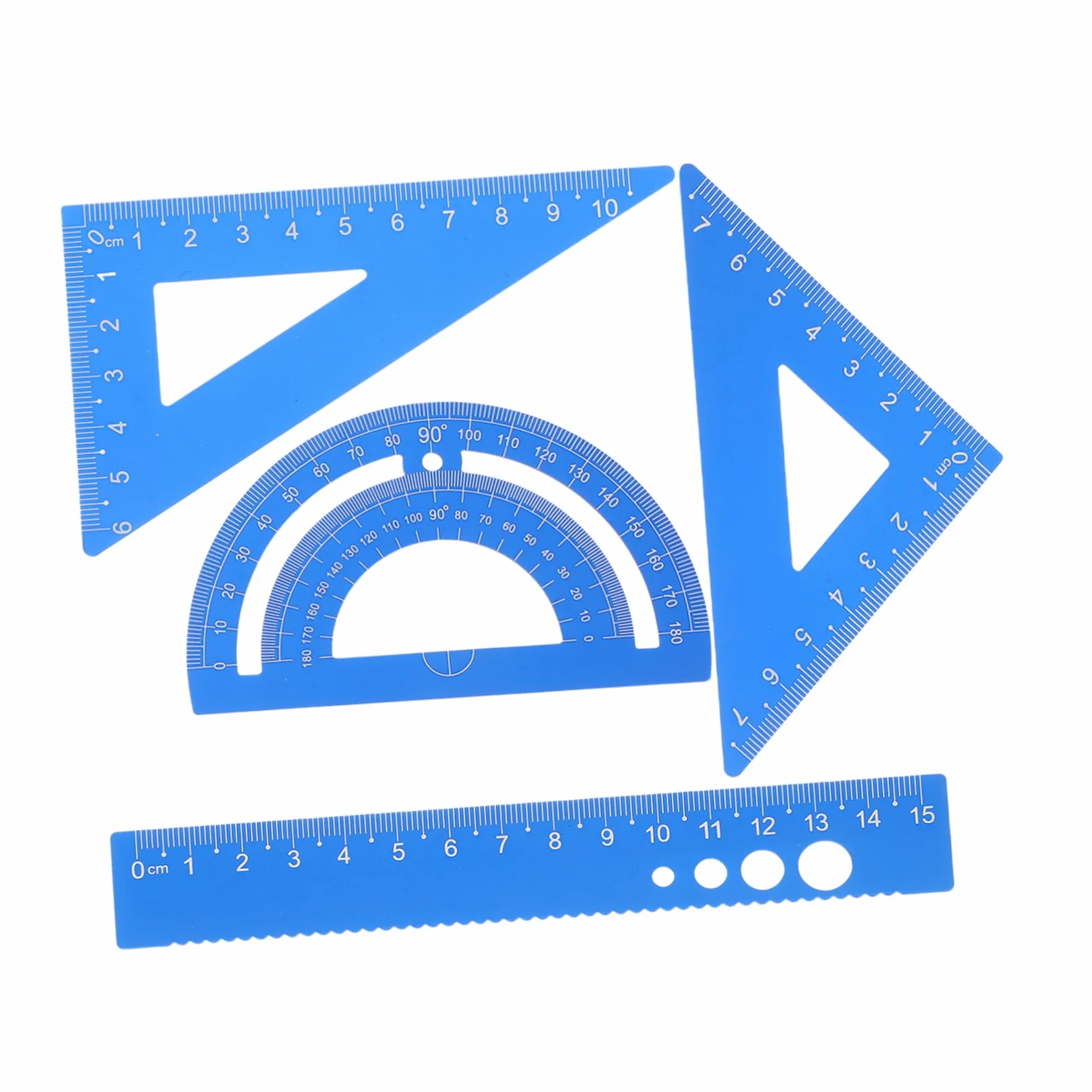 Angoily 5 Set Set di gust sovrano di precisione triangolo geometrico scuola classe fornitura di disegni di architettura righello triangolare da disegno professionale Lega di alluminio Blu