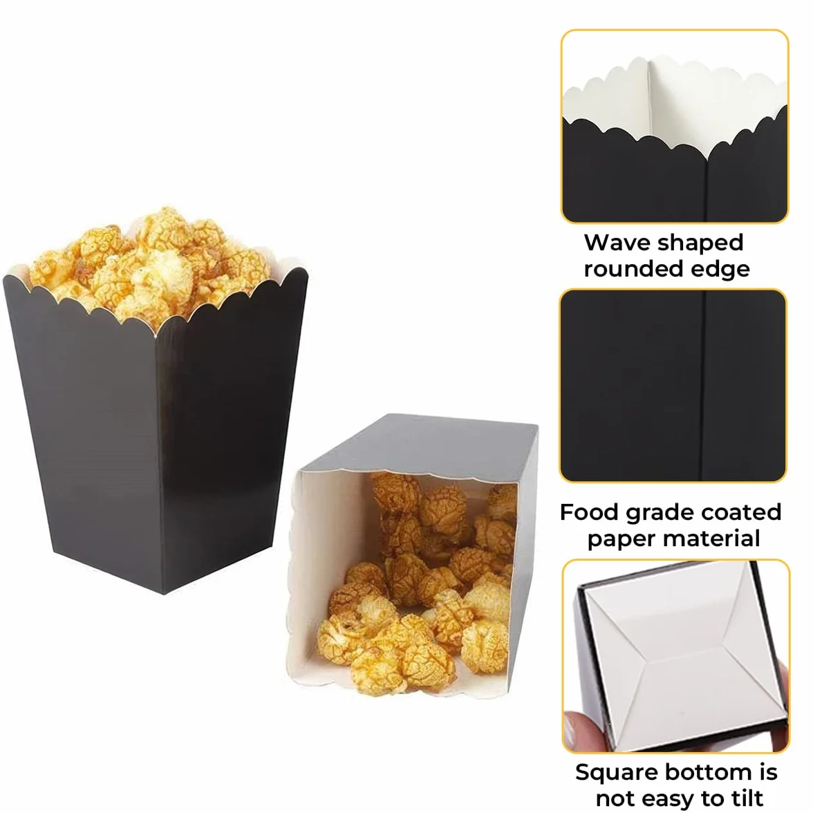 48 Pezzi Scatole di Carta Popcorn 5.5x7.5x11 cm, Mini Porta Pop Corn Festa, Snack di Carta Caramelle