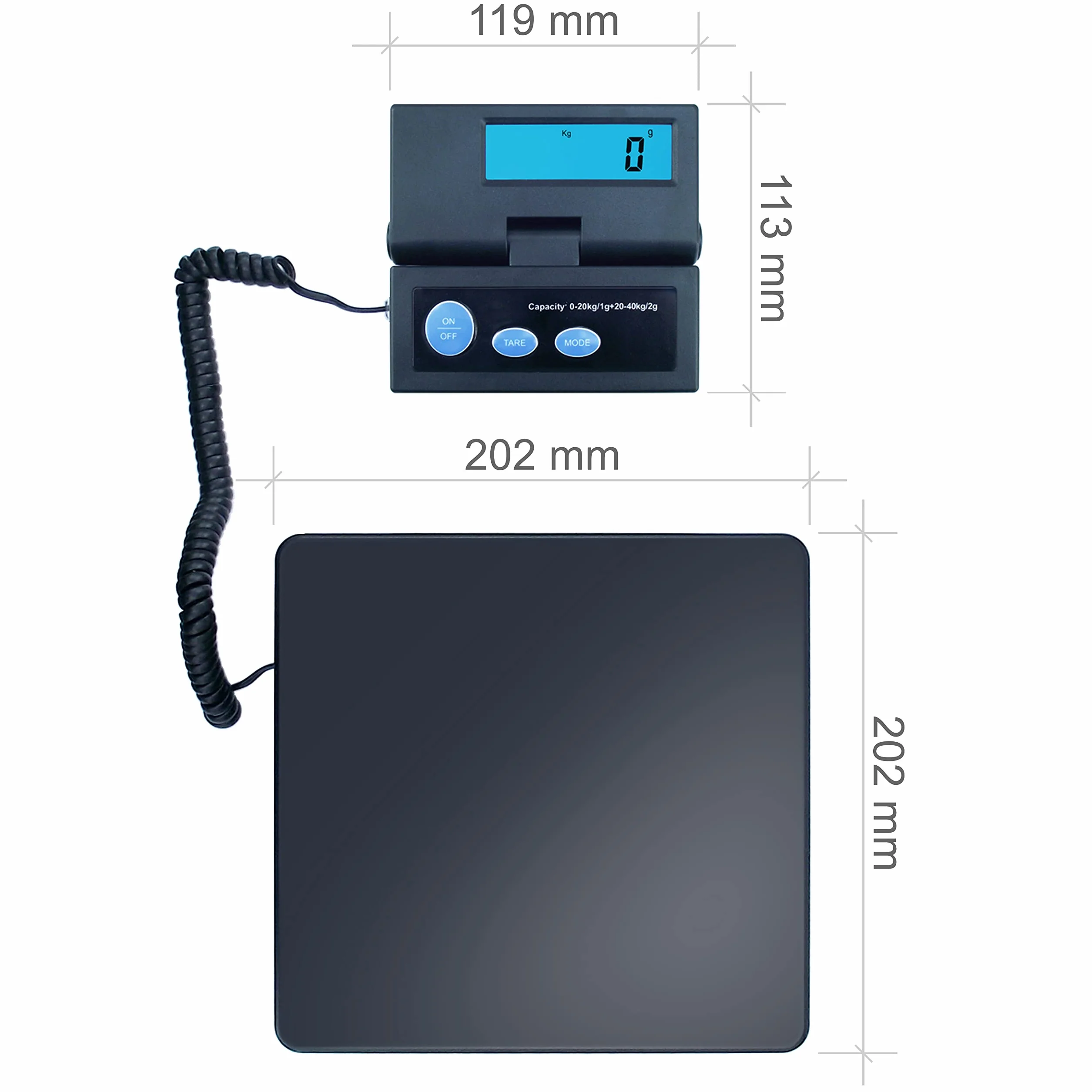 Bilancia digitale ACE 1g-40kg piattaforma robusta batteria e rete
