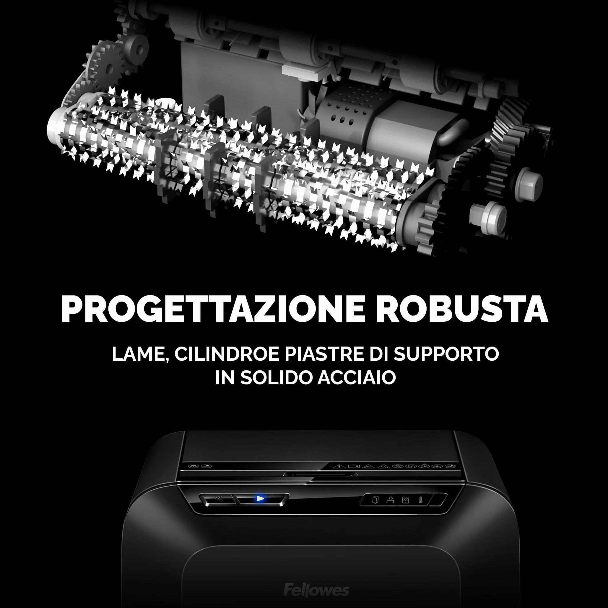 Fellowes Distruggi documenti AutoMax 90M a miniframmento, 90 fogli in modalità automatica, 9 fogli manuale, per casa e piccolo ufficio, cestino da 17 litri, modalità riposo, sicurezza P4, nero