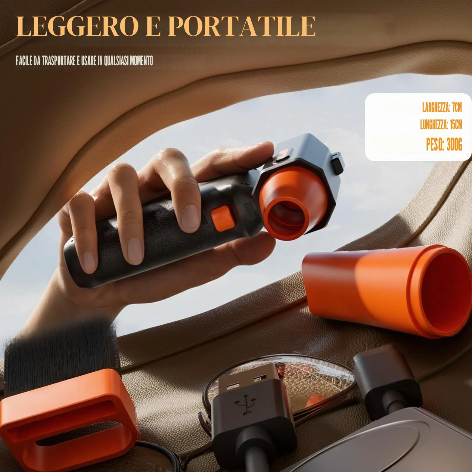 Soffiatore a Batteria - 130000 giri/min - Piumino ad aria compressa a batteria Super Power con getto d'aria e luce LED, ventola regolabile su 3 velocità per PC, tastiera, esterni, casa e auto