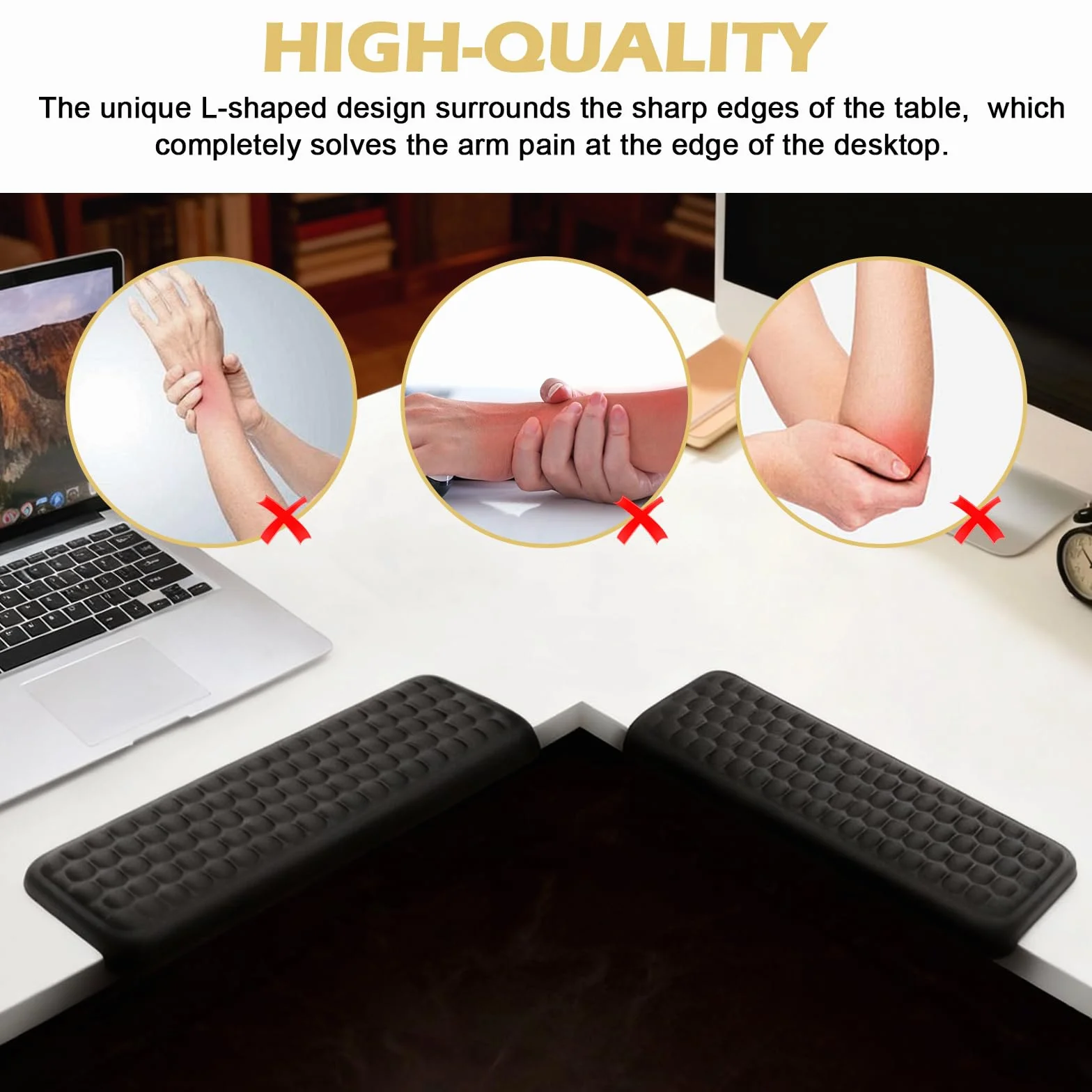 Poggiapolsi a forma di L per tastiera EdgeRest, memory foam, antiscivolo, per ufficio