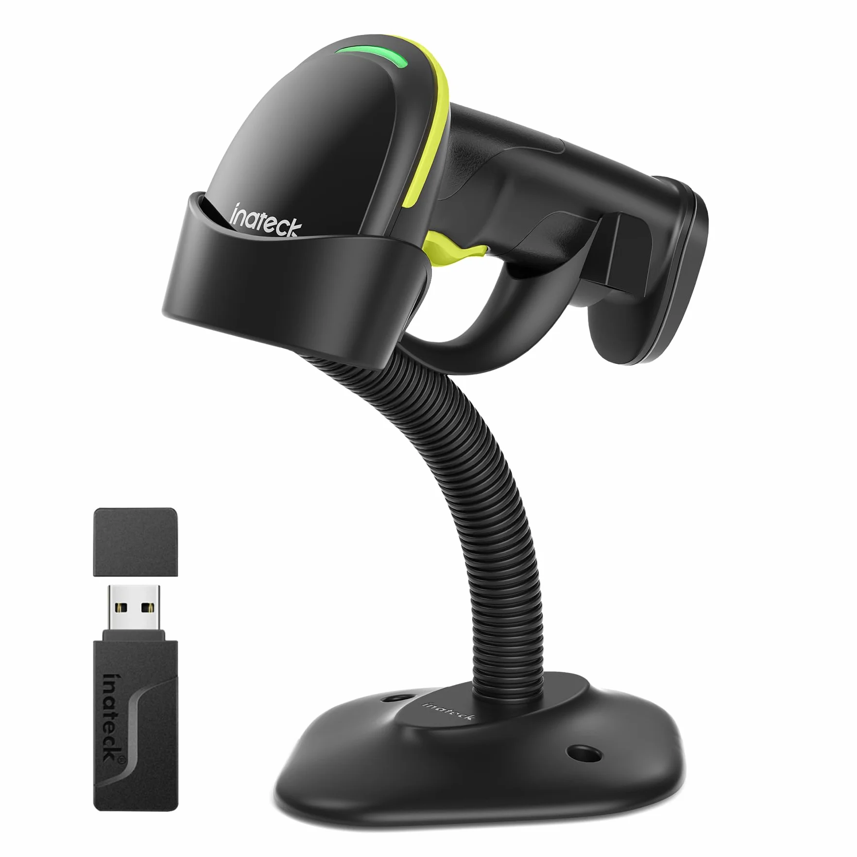 Inateck 2D Lettore Barcode Wireless con Supporto Intelligente, Lettore Codice a Barre Bluetooth, Barcode Scanner con App e SDK, Pistola Barcode con Batteria da 2600mAh, BCST-35