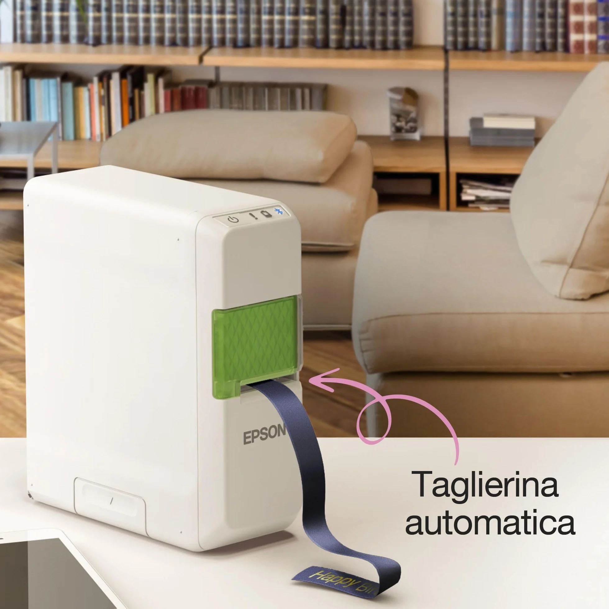 Epson LabelWorks LW-C410 Stampante per etichette, Etichettatrice Tecnologia Trasferimento termico, Velocità stampa 9 mm/sec, Larghezza Nastro da 4 a 18 mm 180 DPI, Collegamento PC con Bluetooth,bianco