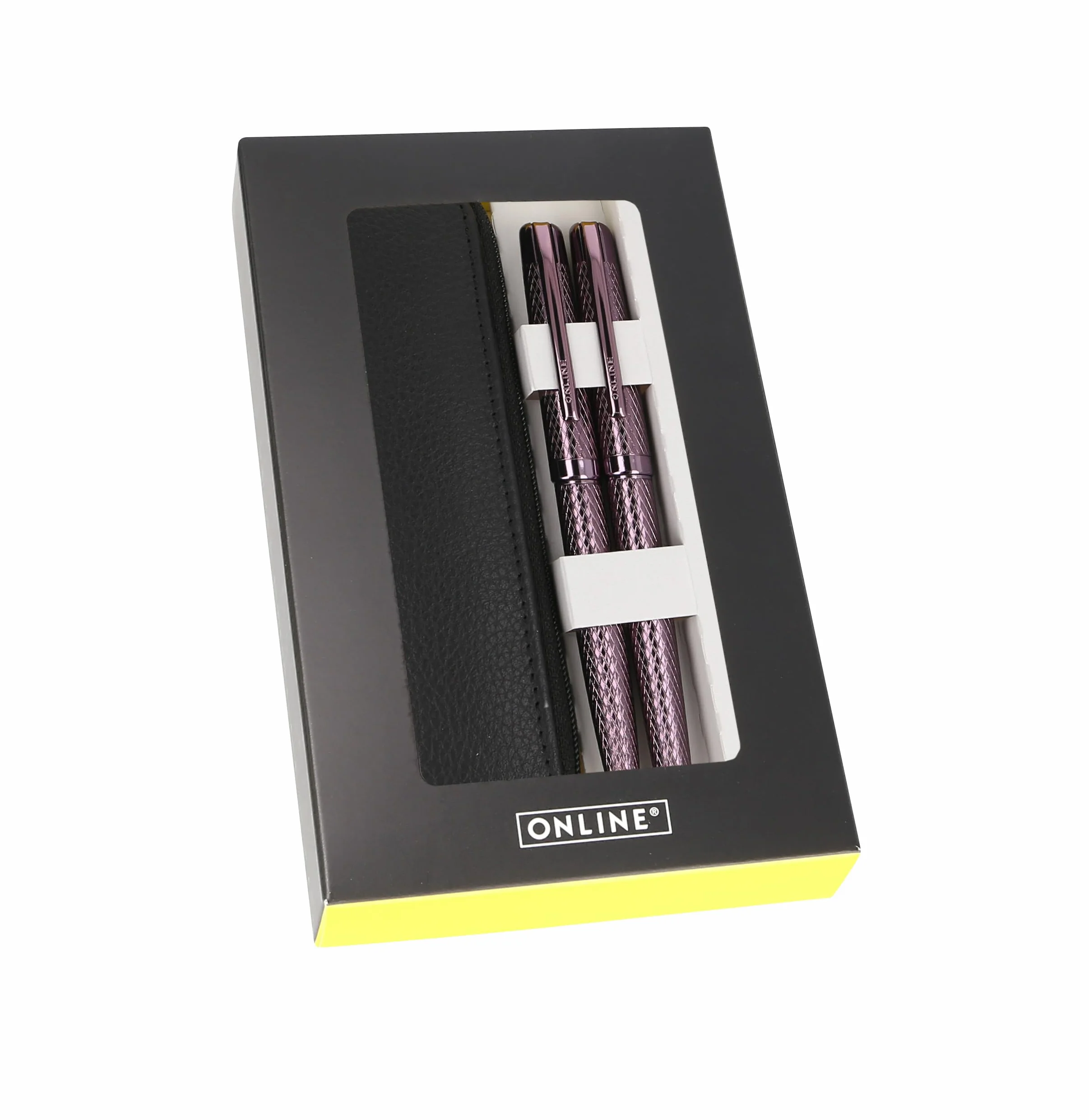 Online Eleganza Diamond Wine I include penna a sfera, penna stilografica, custodia in vera pelle, 3 pezzi, in confezione regalo, penna stilografica per cartucce standard, Kulli con cartuccia grande G2