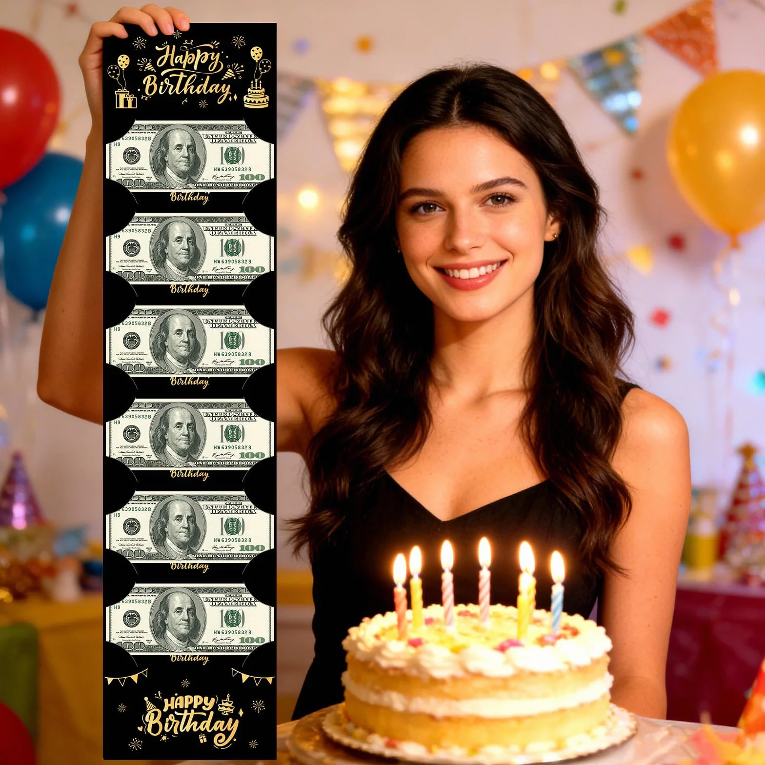 Porta Soldi per Compleanno Oro Nero 6 Scomparti Uomini Donne Bambini Regalo Creativo