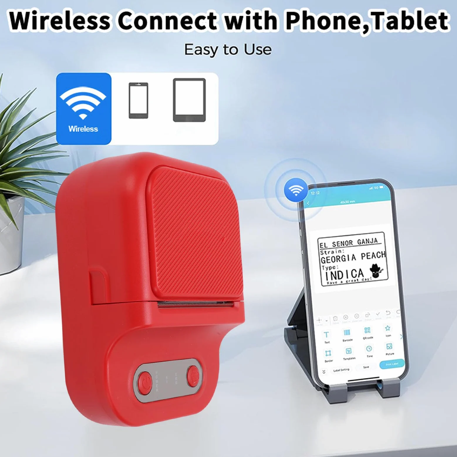 Etichettatrice, Stampante Portatile per Piccole Etichette Bluetooth, Piccola Stampante Termica Wireless Senza Inchiostro Bianco Nero con APP per L'organizzazione 'ufficio Domestico (rosso)