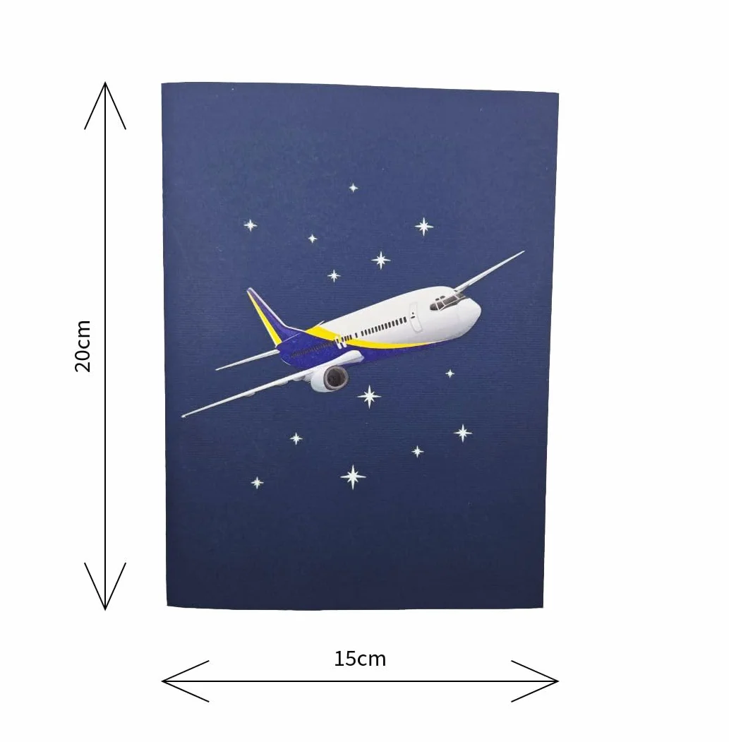 Biglietto pop-up 3D aereo pieghevole fatto a mano per piloti appassionati viaggiatori
