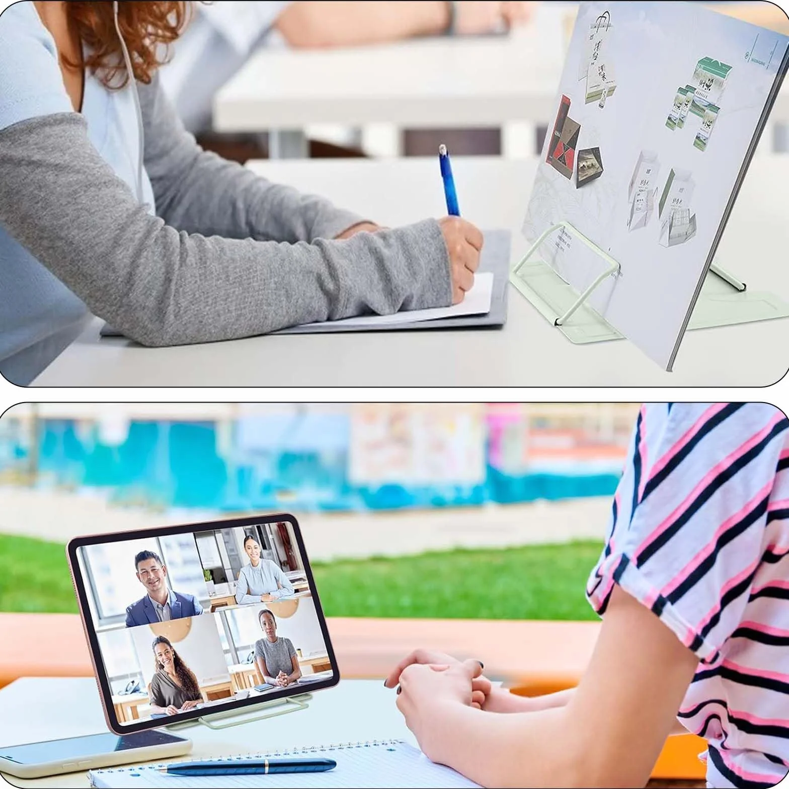 Leggio da Tavolo in Metallo Regolabile 6 Posizioni per Libri Documenti Ricette iPad Verde