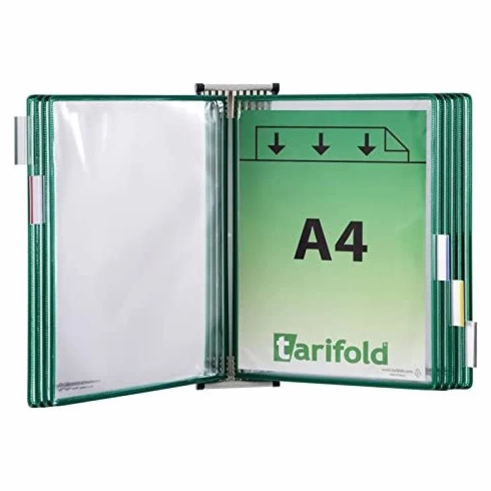 Tarifold B414105 Leggio A Muro A4 Metallo 10 Buste Verde