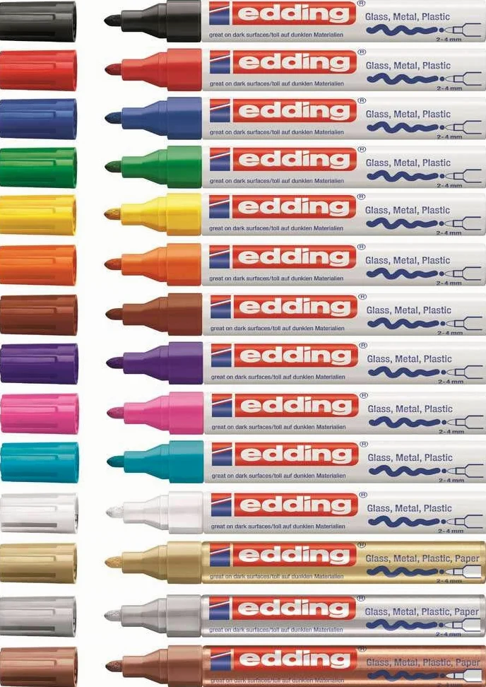 edding 4-750-9-999 - Pennarello lucido Creative 750, 2-4 mm, colori assortiti (set completo, assortiti)