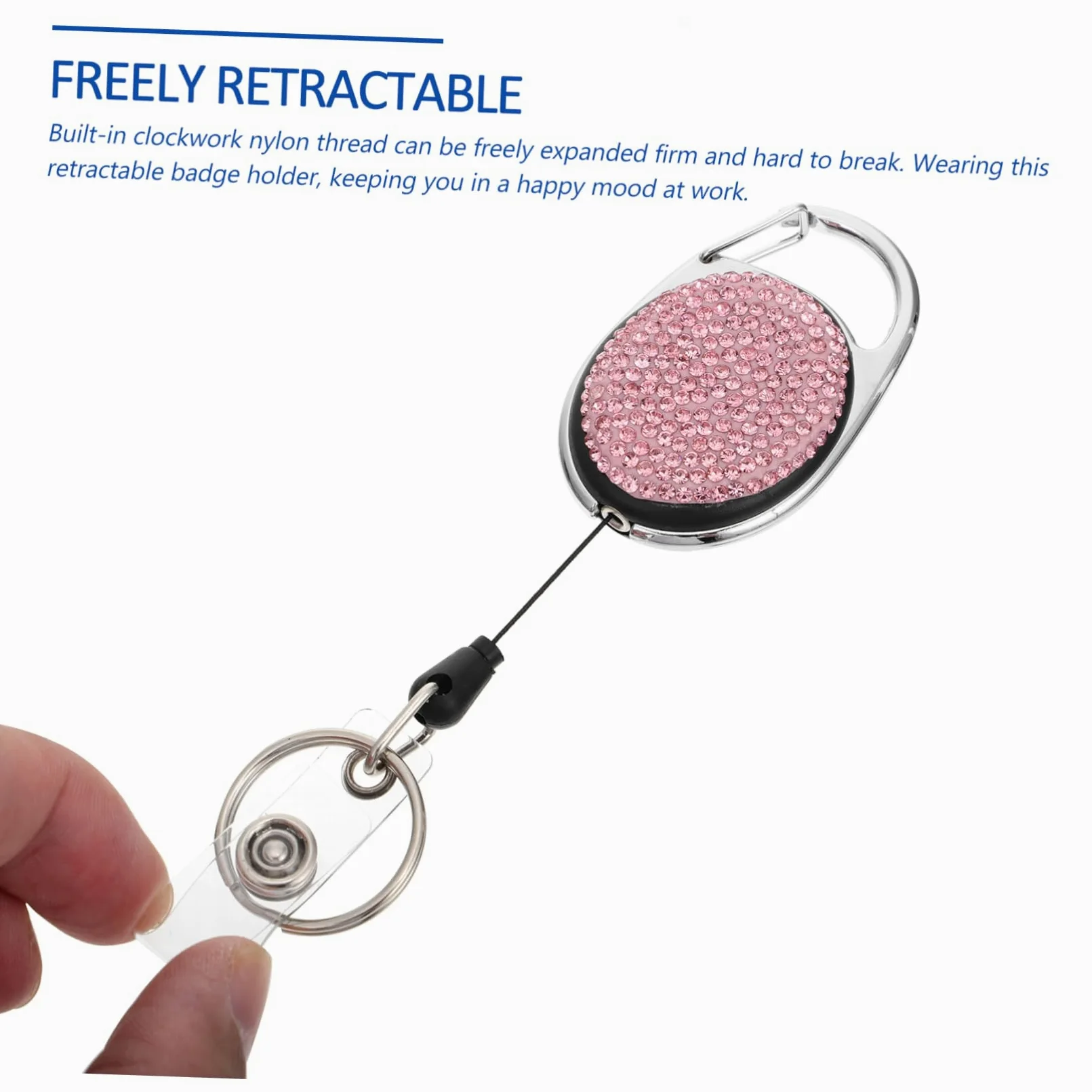 TEHAUX 10pezzi Portabadge Retrattile Lega Di Zinco Con Clip Abbellita Da Strass Per Carte Id e Tesserini Design Elegante e Resistente Per Ufficio e Scuola