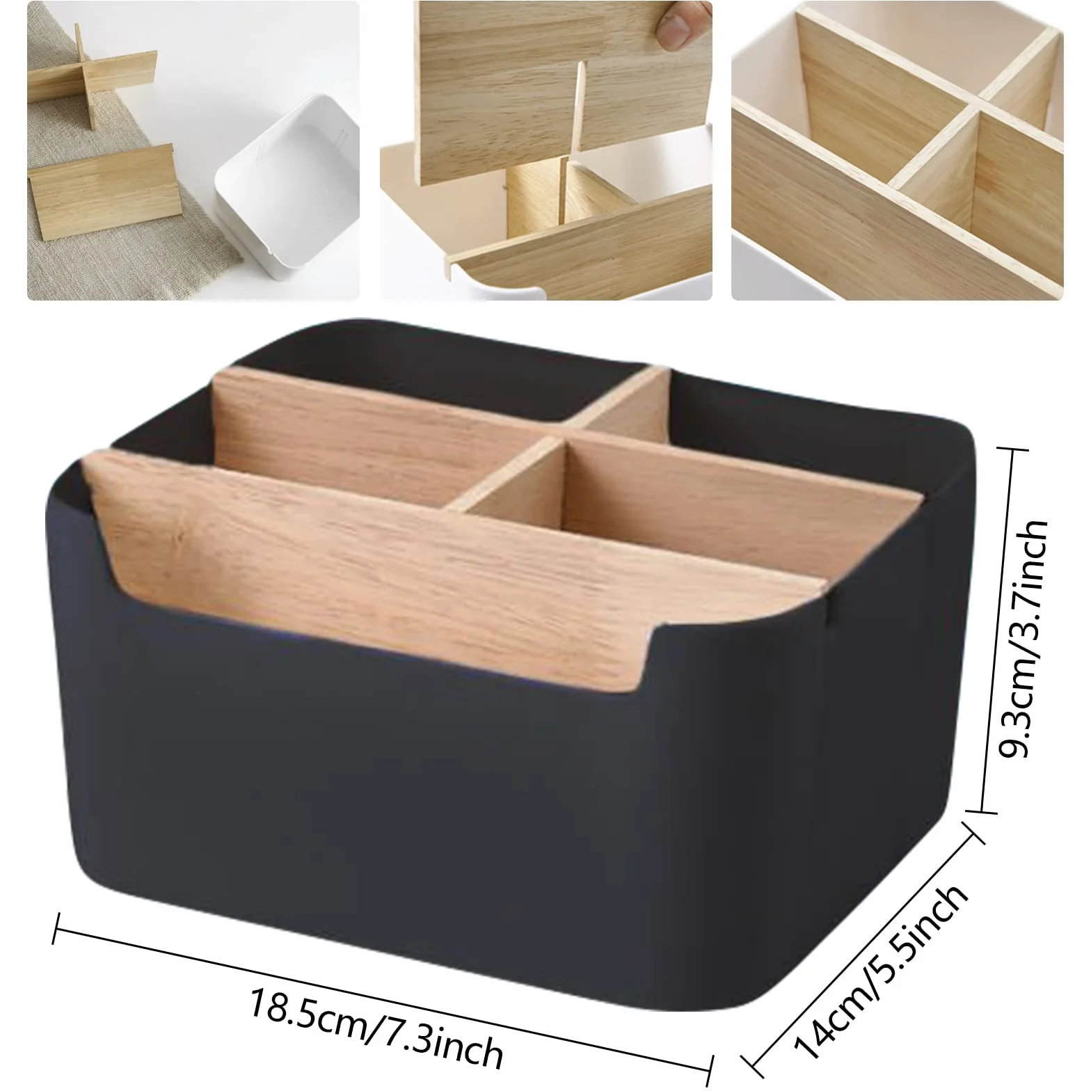 Seasboes Organizer da scrivania 5 scomparti in bambù nero