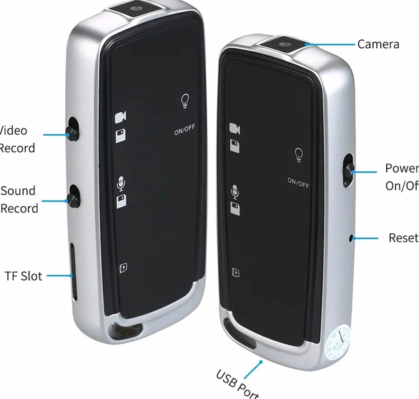 Mini Registratore Vocale Spia con Videocamera HD 1080p – Microcamera Nascosta USB-C – LED Disattivabile – Registrazione Audio e Video – Finto portachiavi - CW785