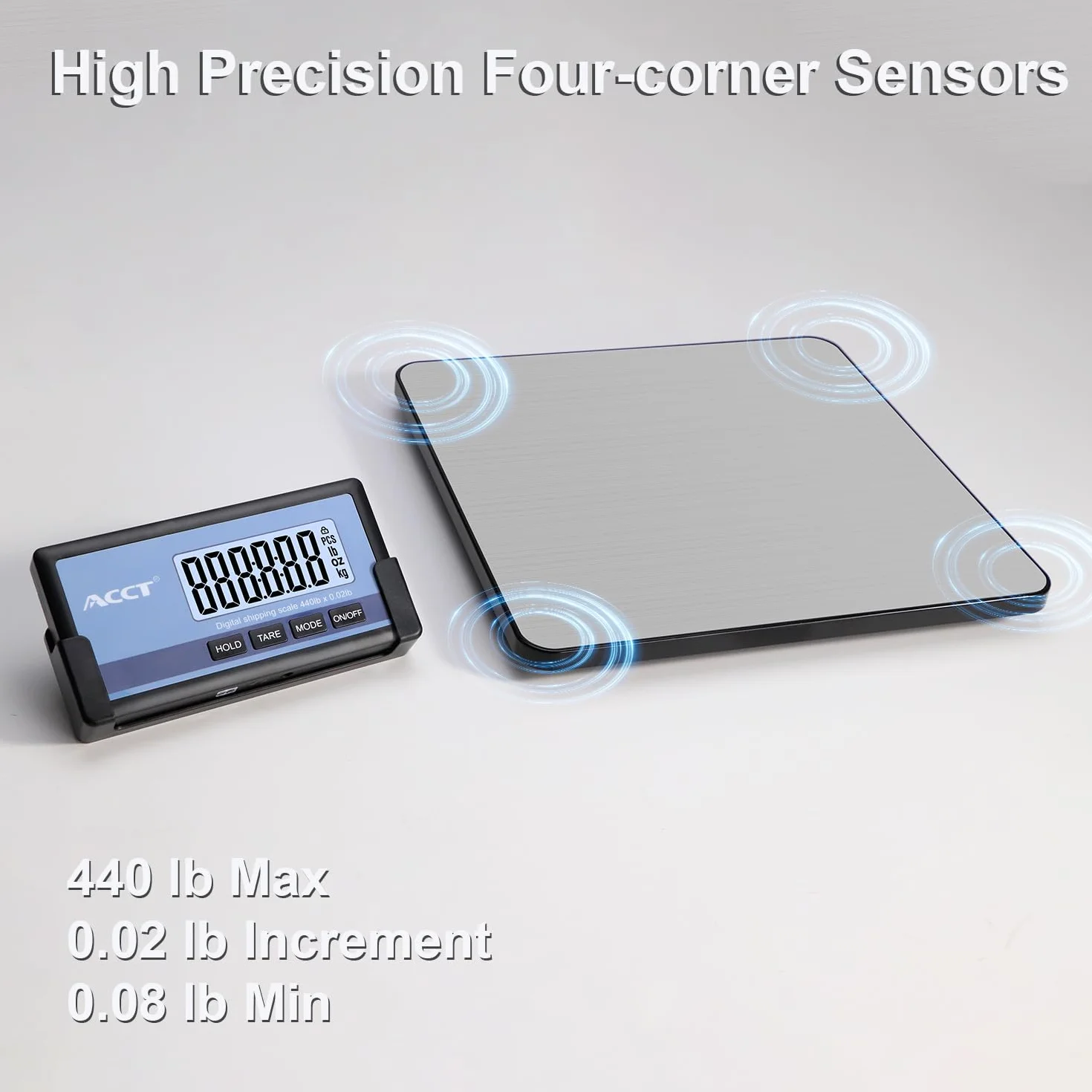 Bilancia da lettera, 440 lb/0,35 oz ad alta precisione, bilancia postale, display LCD senza fili, funzione Hold/Tara, bilancia leggera per pacchetti/bagagli/animali, batteria inclusa