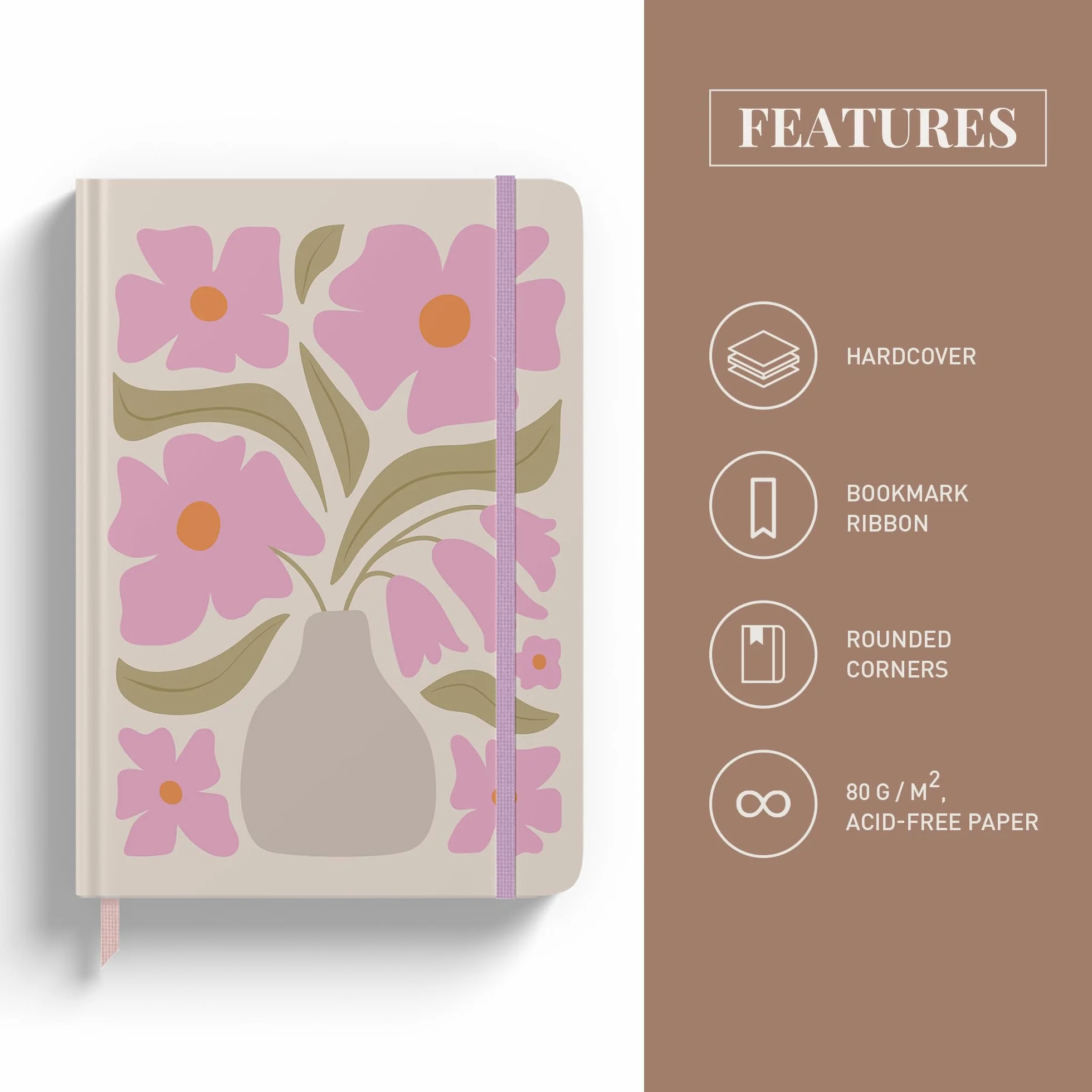 Rileys & Co Taccuino Rigido 8x6 Pollici 240 Pagine a Righe Floreale