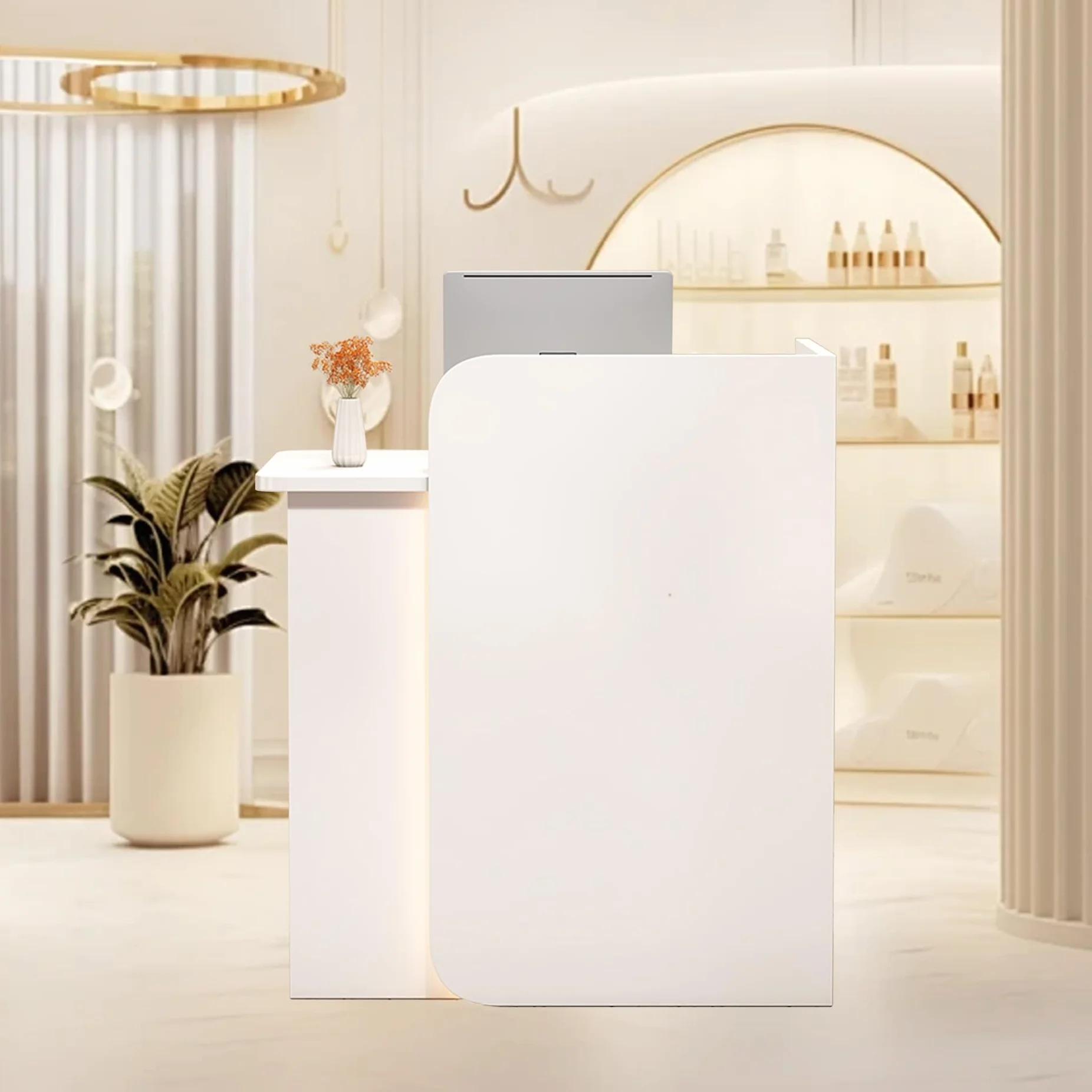 Piccola Banco Reception,Bancone Reception Estetica,Bancone Cassa,Banco Cassa per Negozio,Banconi di accoglienza Moderno con Cassetto,Consente di Risparmiare Spazio,Tavolo per Ufficio Beauty Salon(Whit