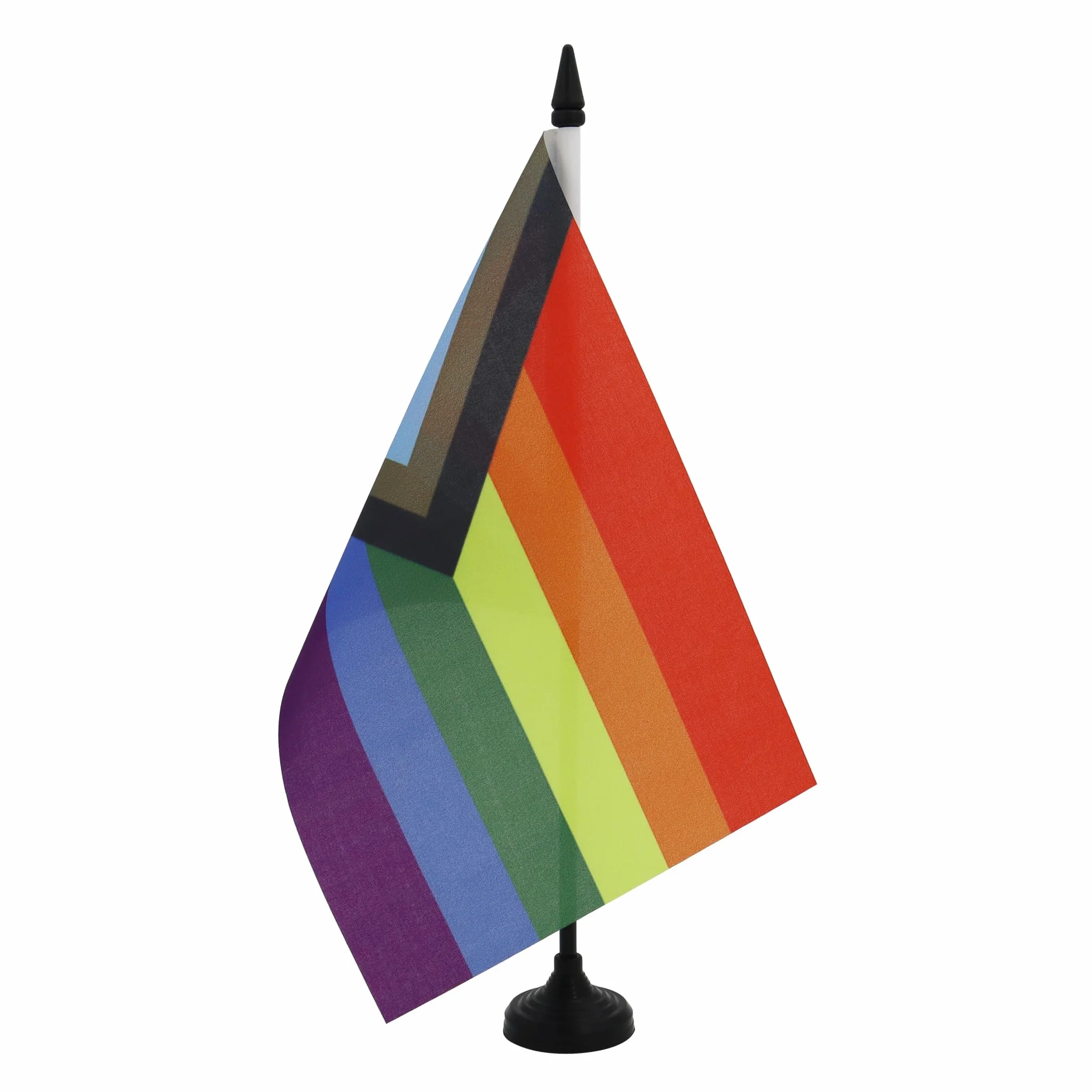 AZ FLAG Bandiera da tavolo LGBT Arcobaleno 21x14 cm 100% poliestere con asta 25 cm base plastica nera