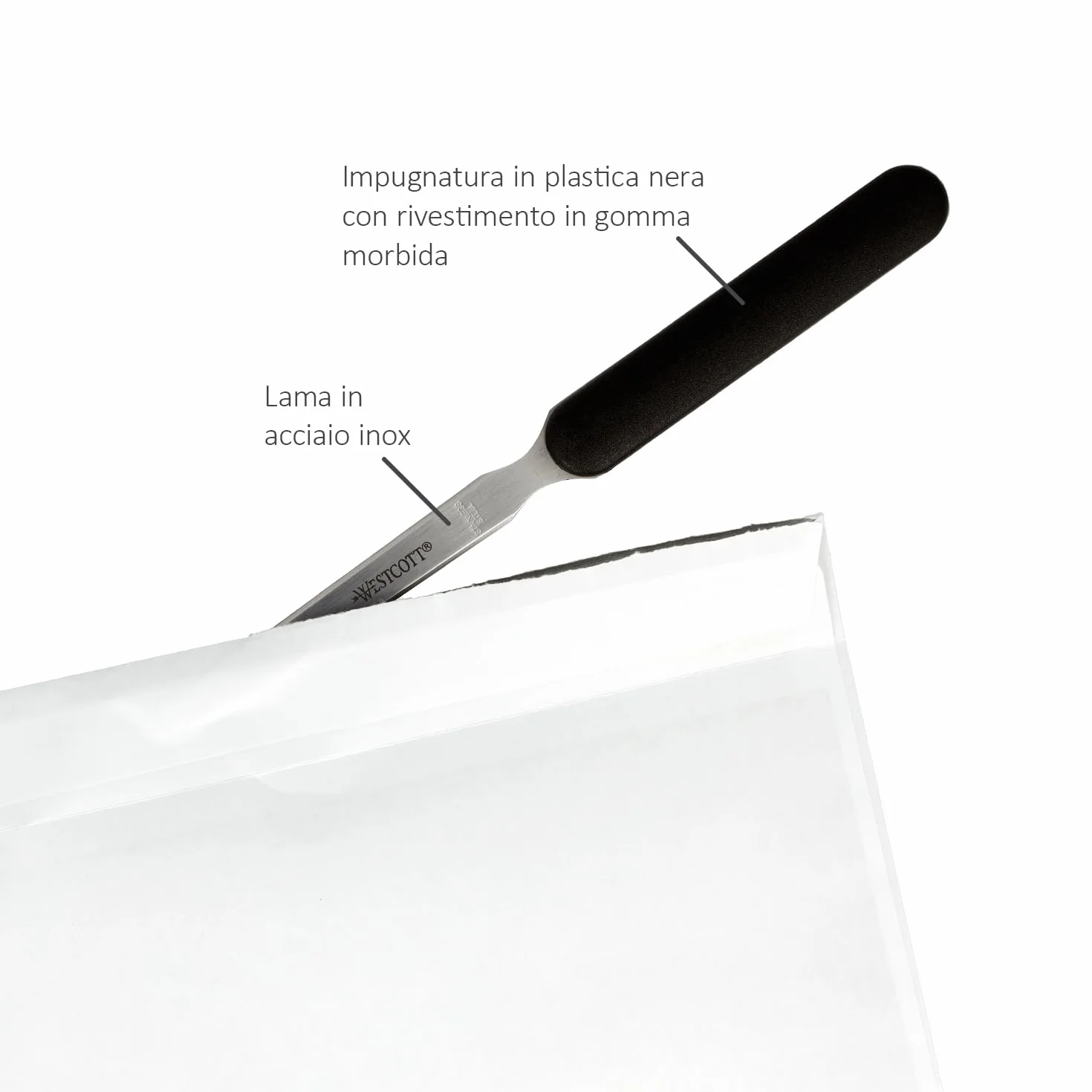 Westcott Tagliacarte con lama in acciaio inossidabile e impugnatura ergonomica in plastica nera