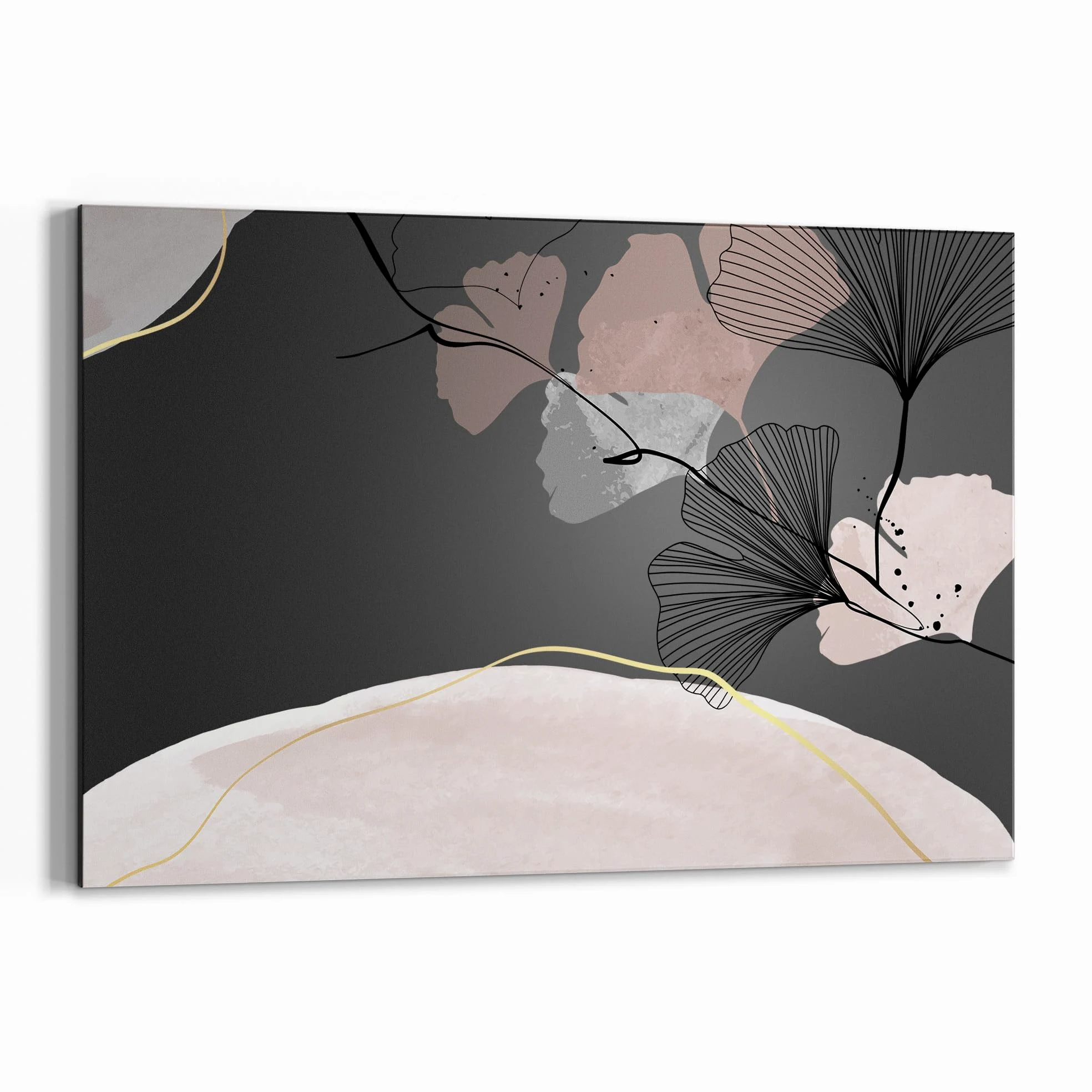 DEQORI Lavagna magnetica con stampa UV | motivo "striscione gingko decorativo" | Design rettangolare 90 x 60 cm | Lavagna in metallo a gesso scrivibile – Decorazione da parete per cucina, corridoio
