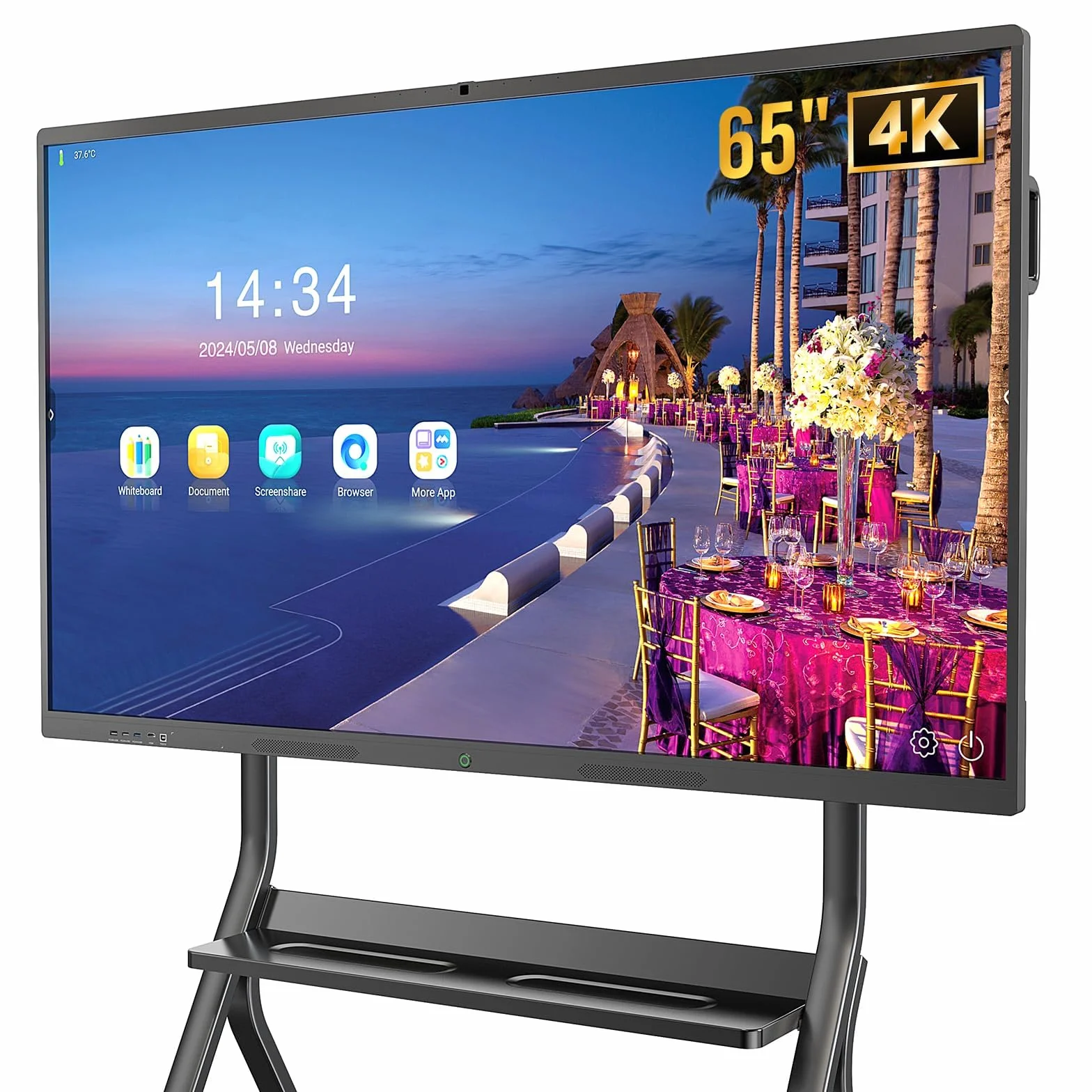 MWE 65 Pollici 4K UHD Touchscreen Interattive Lavagna Digitale, 8+64GB, Microfono Incorporato, Telecamera, Supporto WiFi, HDMI, Bluetooth, Monitor Pubblicitario