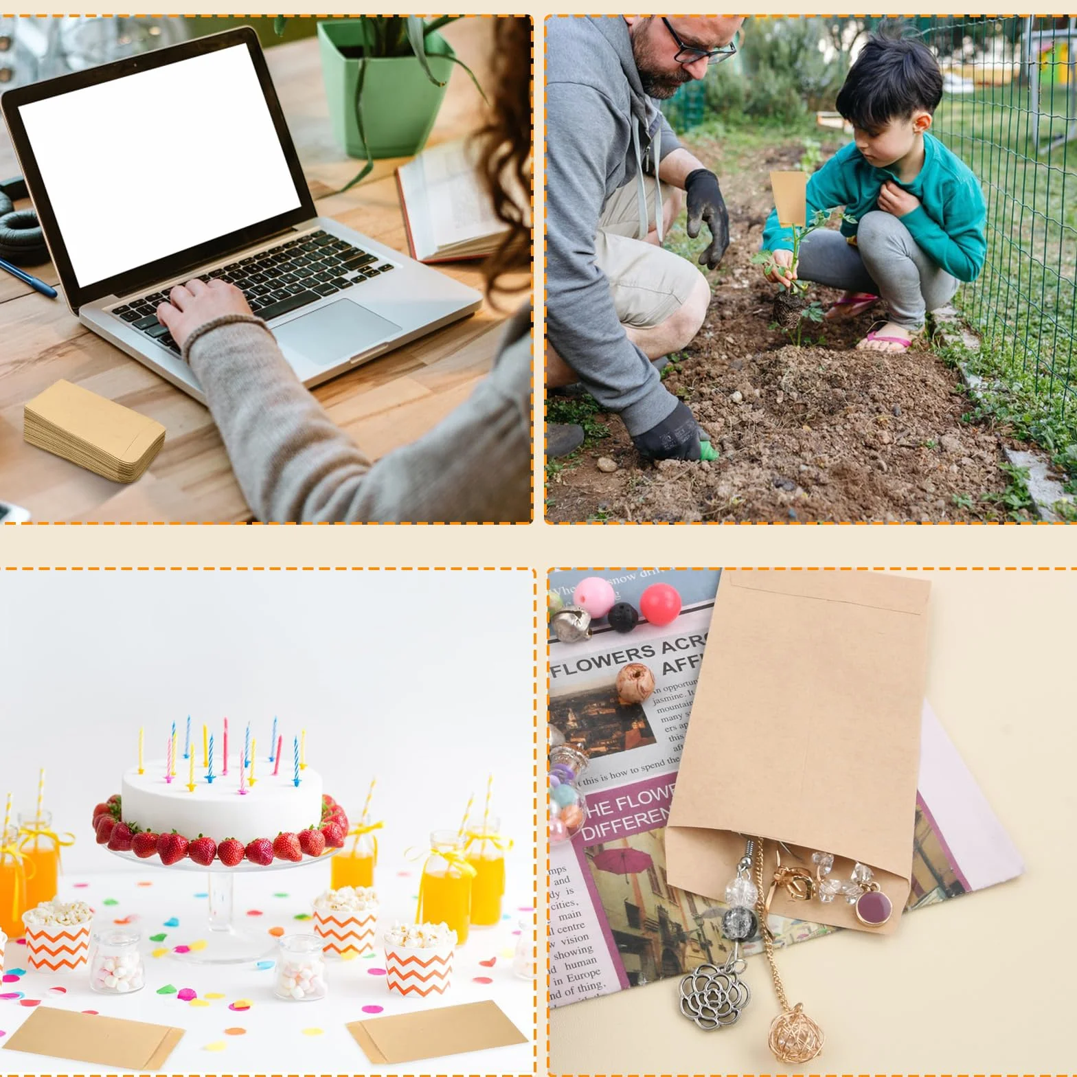 300 Pezzi Buste in Carta Kraft per Imballaggio Regalo, Sacchetti Marroni per Monete e Francobolli