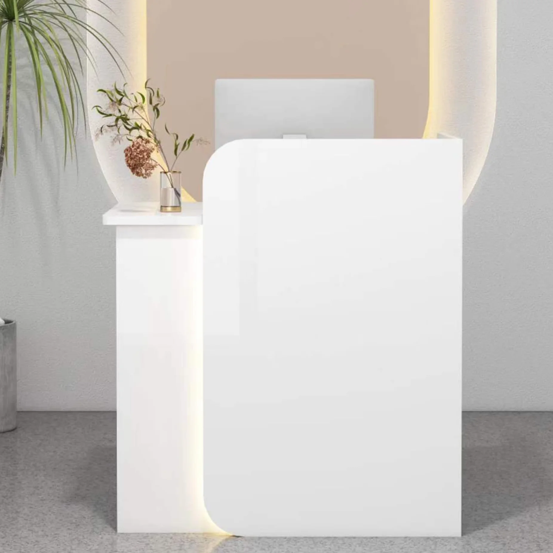 Bancone Estetica, Ufficio, Hotel, Negozi di abbigliamento, Reception Tavolo Bar MDF per Sale aziendali, Pasticcerie, Frutterie, Bancone Casse con Cassetto