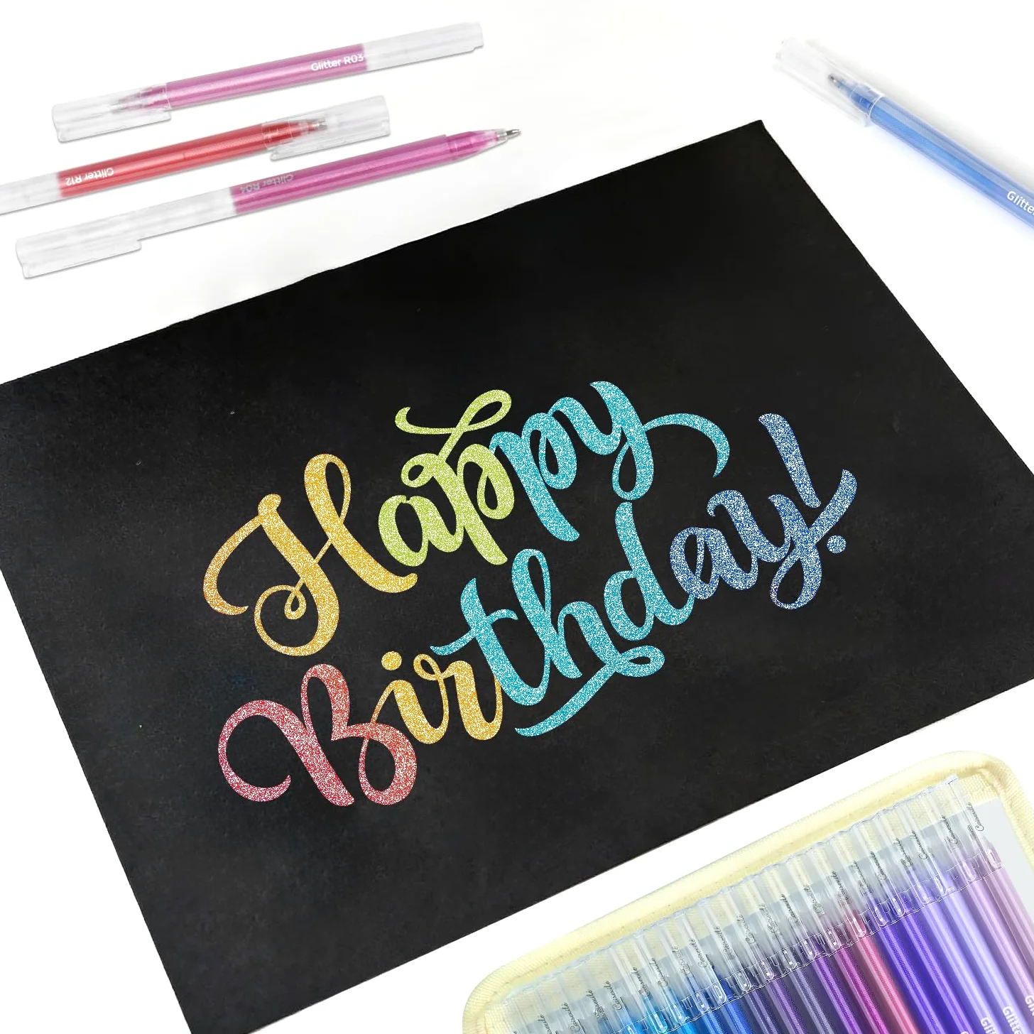 Set di 80 penne gel glitterate, punta fine da 1,0 mm, per carta nera e carta bianca, penne di grande capacità per diari, libri da colorare per adulti, disegnare, prendere appunti