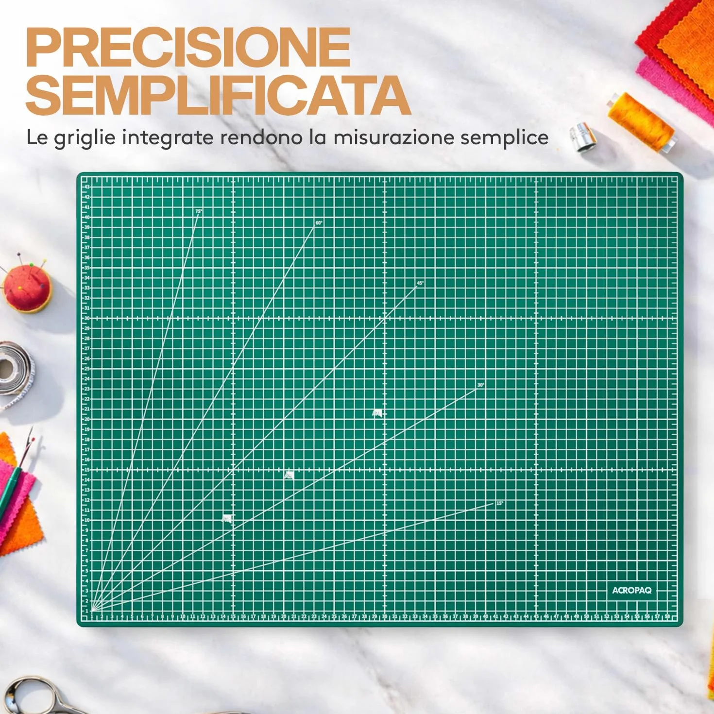 ACROPAQ A2 Tappetino da taglio auto-riparante 60 x 45 cm 5 strati protezione mobili