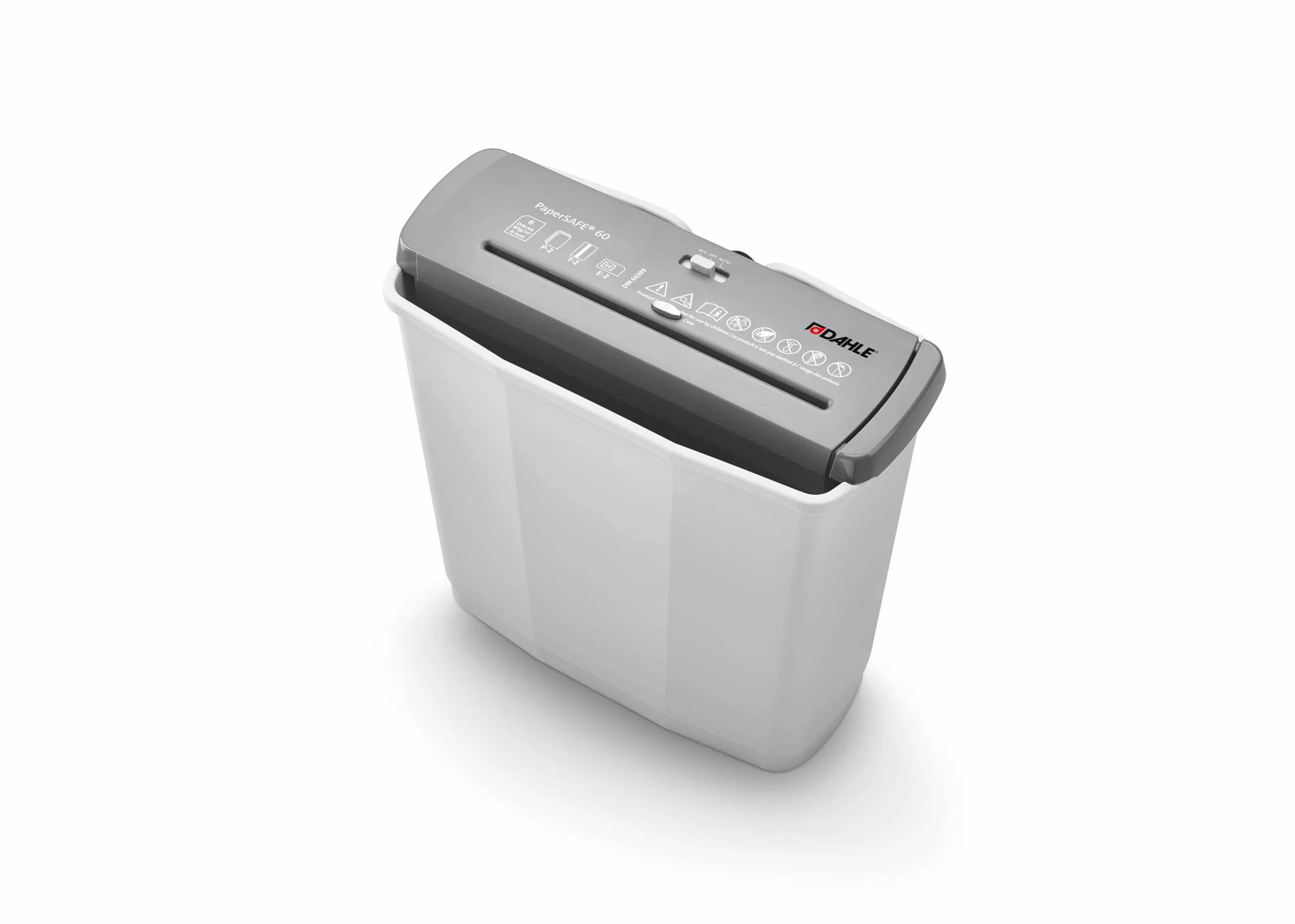 Dahle PaperSAFE PS 60 distruggidocumenti (6 fogli, livello di sicurezza P2, taglio a strisce, privo di olio e manutenzione, 11 litri), grigio