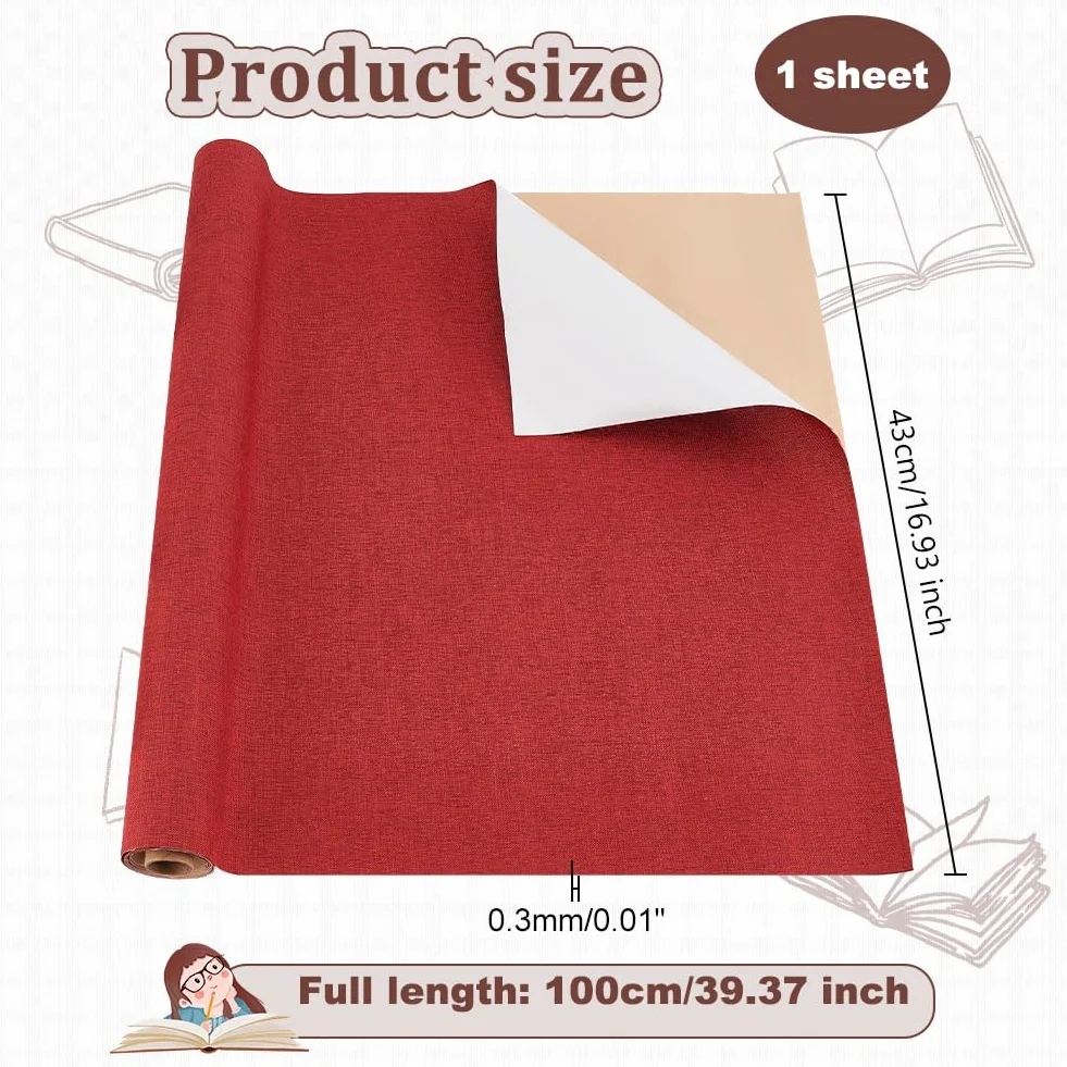 OLYCRAFT Tessuto Autoadesivo per Rilegatura 100x43cm Lino Libri Scatole Regalo Fai Da Te