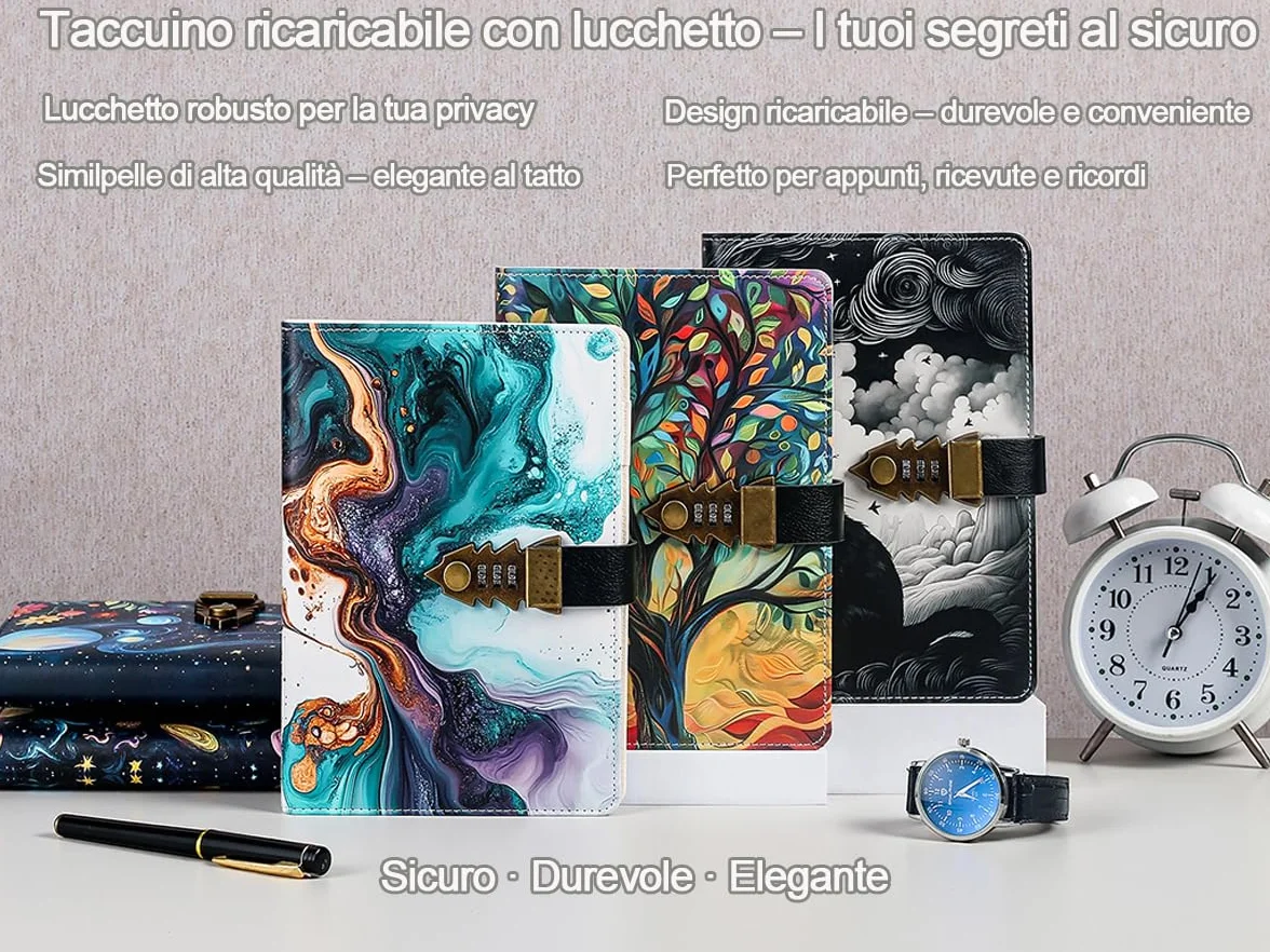 Diario con Lucchetto a Codice A5 244 Pagine Carta 100 g/m² Bullet Journal Planner