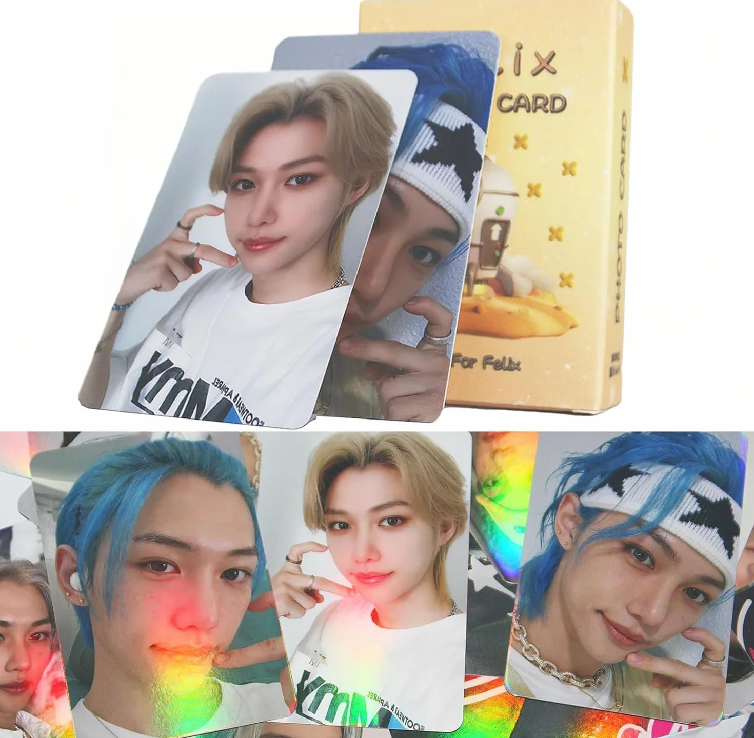 Stray Kids Felix Photocard Laser New Album Carta Mini Photo Card Mini Poster Fan Caedeu (Felix-1)